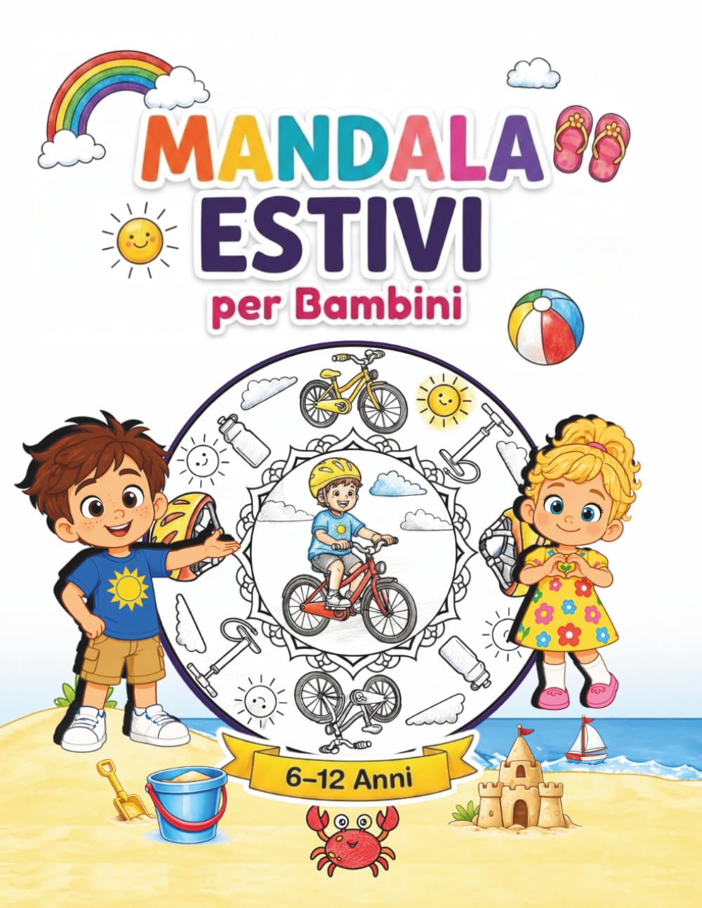 Mandala Estivi per Bambini 6–12 Anni: Libro da Colorare Vacanze – Disegni Rilassanti, Mare, Sole e Divertimento