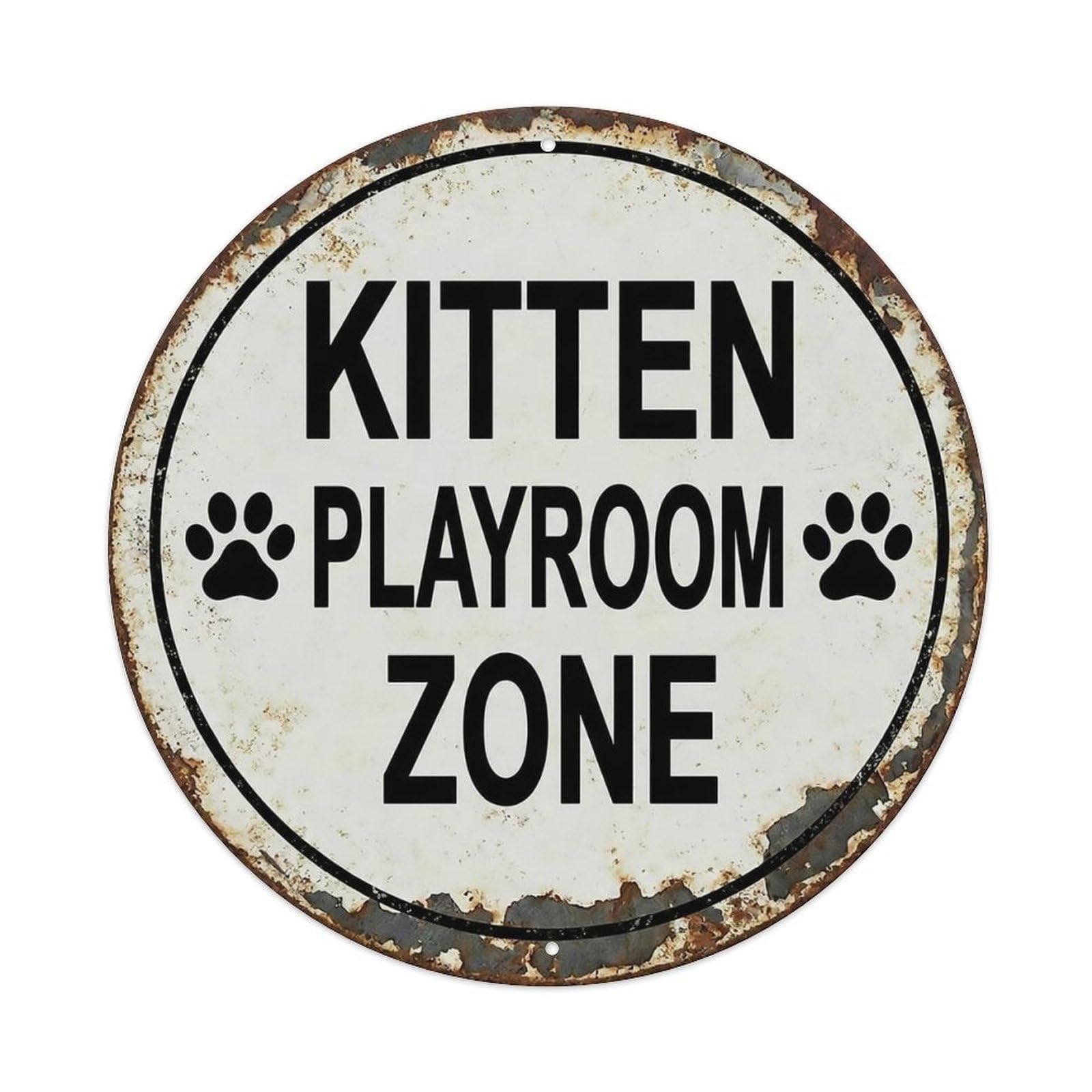 Vintage Kitten Playroom Zone Area Metal Tin Sign