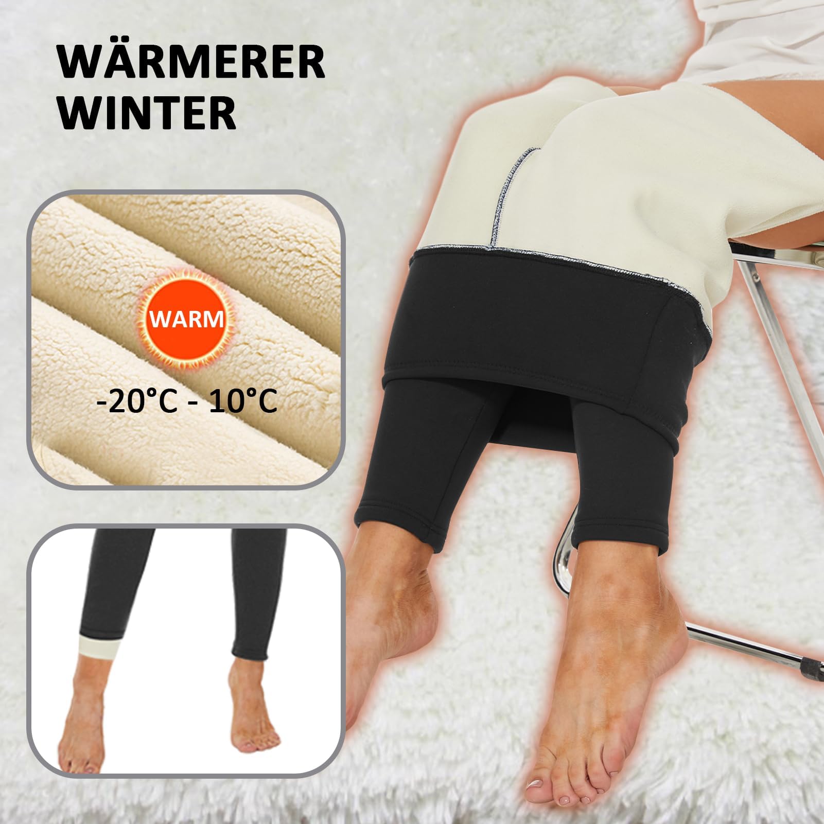 AMIYOYO Legging Thermique Polaire Femme Hiver Doublé Polaire Pantalon Thermique Taille Haute Collant