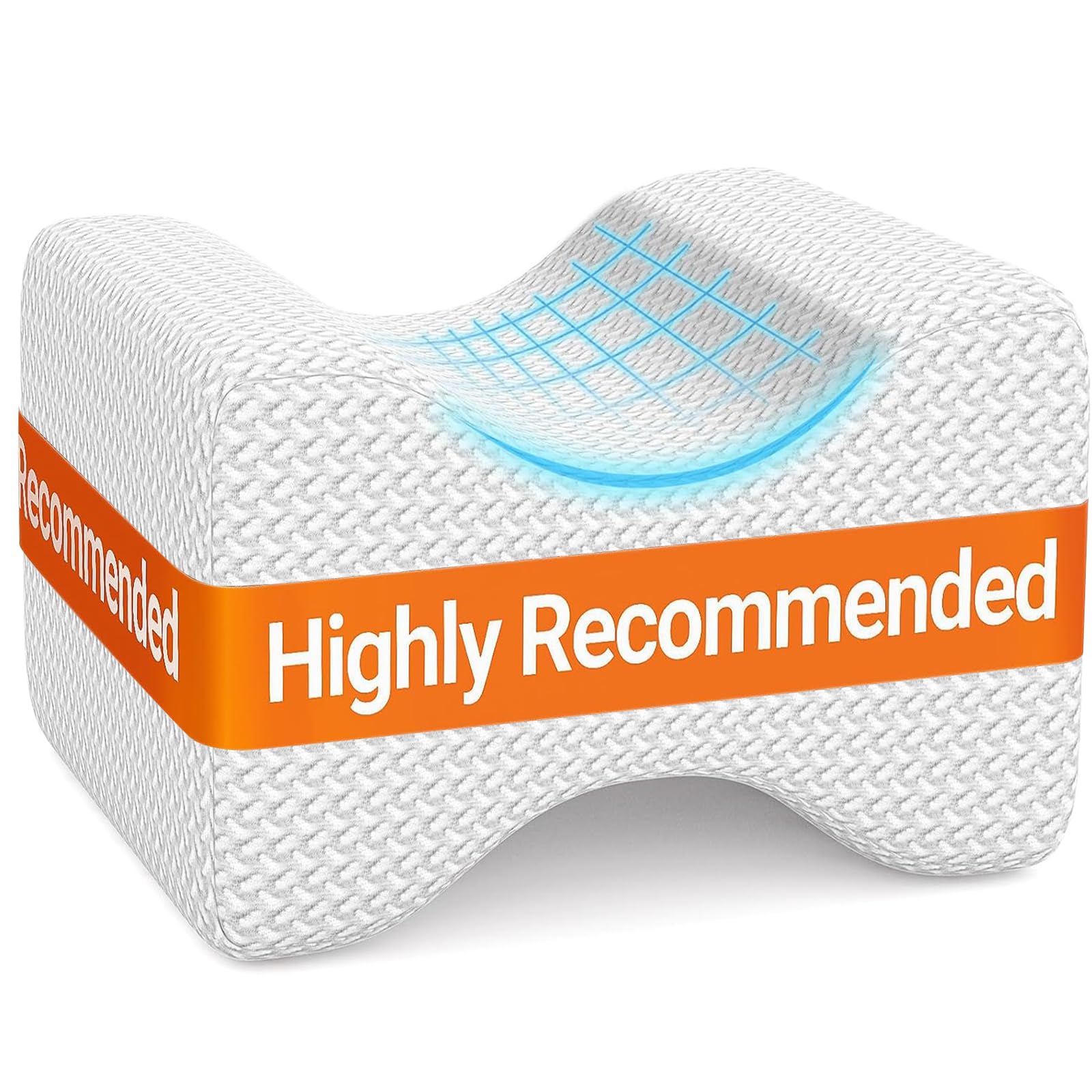BlissTrends Almohada de rodilla de espuma viscoelástica, almohada de rodilla para dormir de lado, almohadas de piernas para dormir, almohada de elevación para aliviar la columna vertebral torcida,