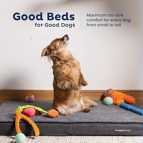 Miniatura 2 de Snuggle-Pedic Cama para perros de espuma viscoelástica, camas de felpa impermeables para mascotas con cubierta interior y exterior extraíble, parte