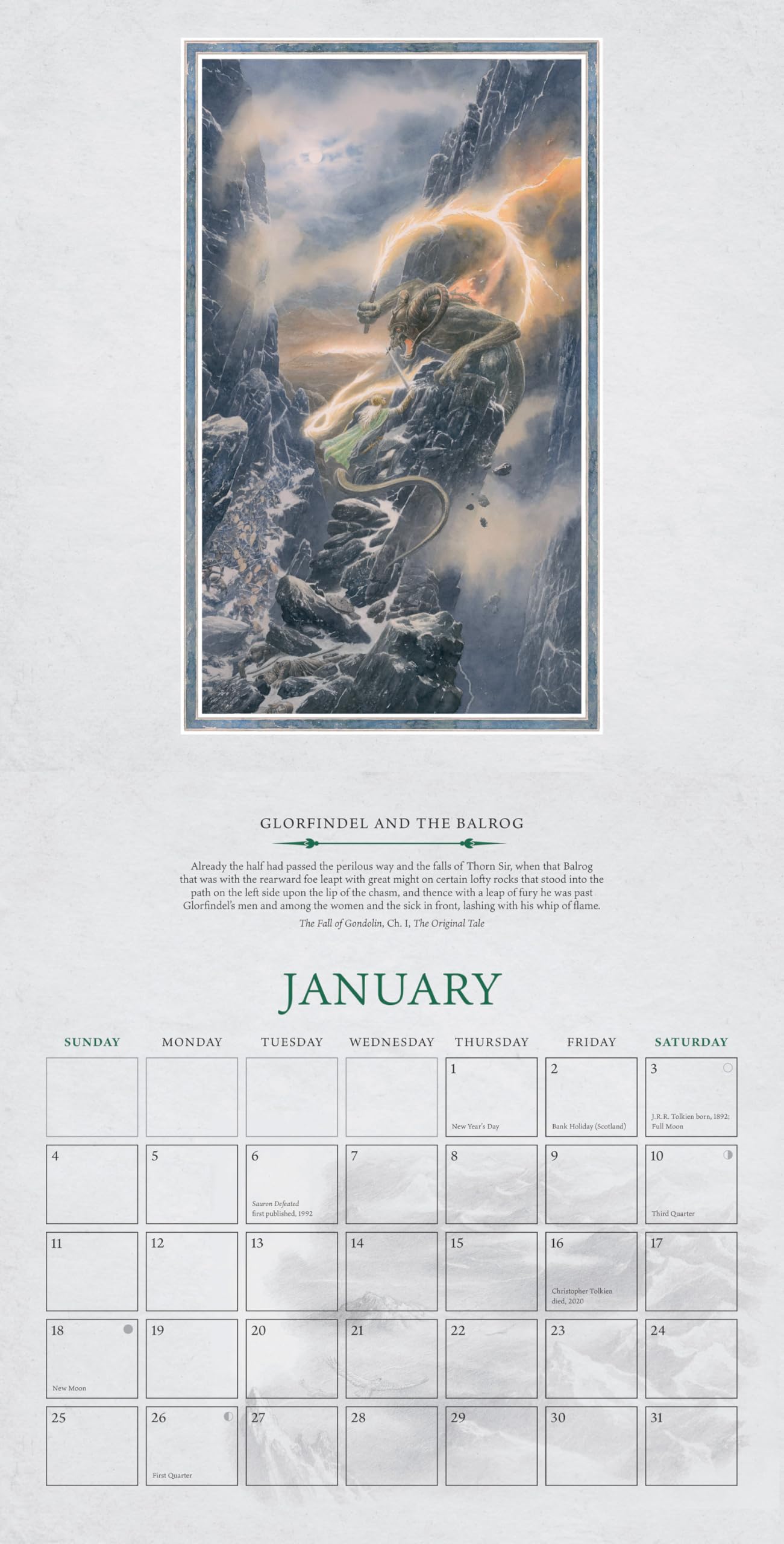 Tolkien Calendar 2026: The Great Tales of Middle-earth