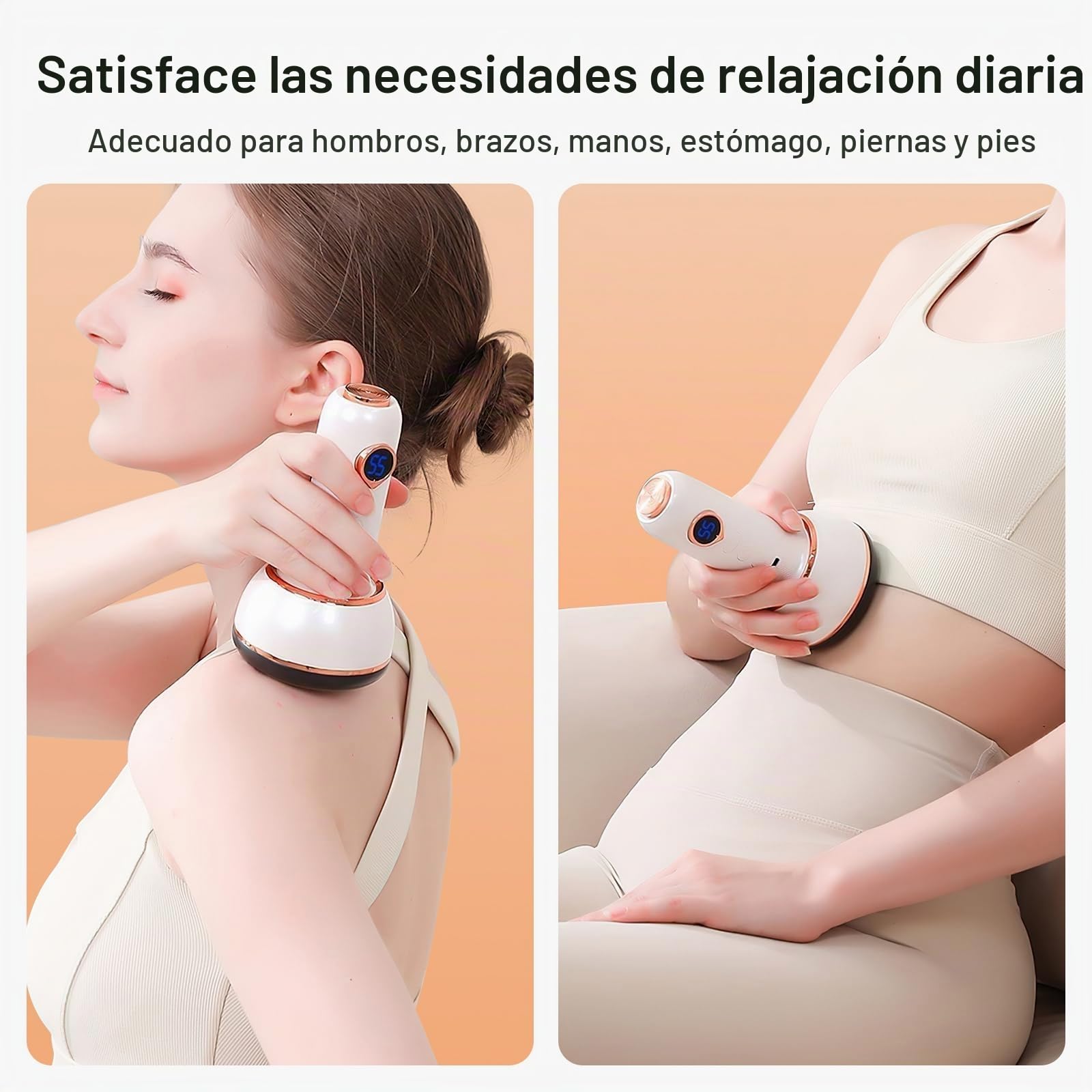 Masajeador Vibrastone, Masajeador Gua para Pies, Manos y Espalda, Dispositivo de Masaje con Combinación de Vibraciones y Calor para Relajar los Músculos