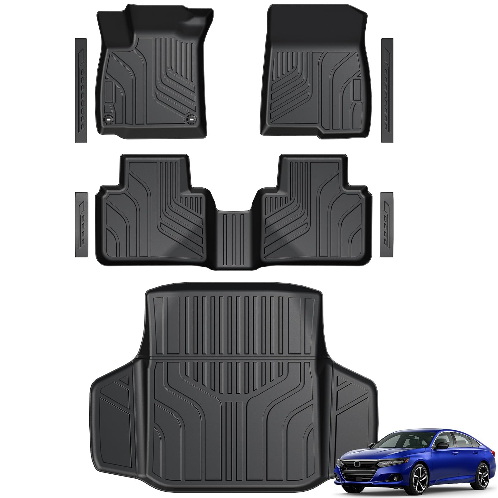 GALVAGNITE Floor Mats for 2018-2022 Honda Accord Accessories | Full-Coverage Set with Cargo Liner, Odorless & Durable, All-Weather Protection, 3D Laser Fit, Easy to Clean, Quick Setup