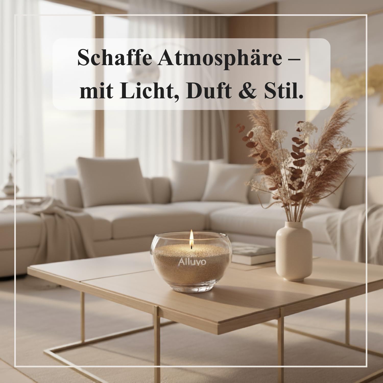 Premium Kerzensand Vanille Kokosnuss 450 g, Duftkerzen-Sand beige inkl. 8 Dochte, pflanzenbasiertes, rußarmes Vanilla Coconut Duft Wachsgranulat, speziell geprüfte Qualität für saubere Raumluft