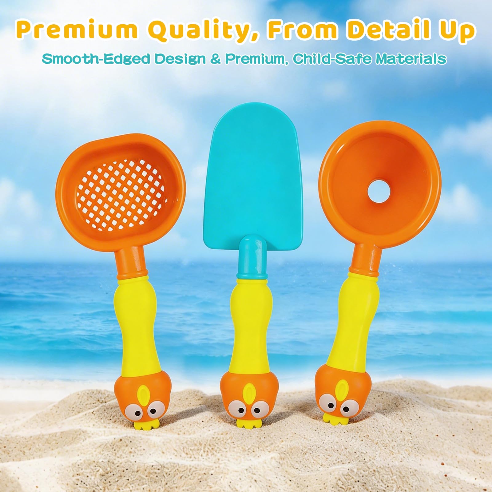 Giochi da Spiaggia per Bambini, 20Pezzi Accessori per Sabbiera con Secchiello e Paletta, Annaffiatoio, Formine Spiaggia e Borsa Rete, Giochi di Sabbia Estivi da Viaggio per Bambini Bambine
