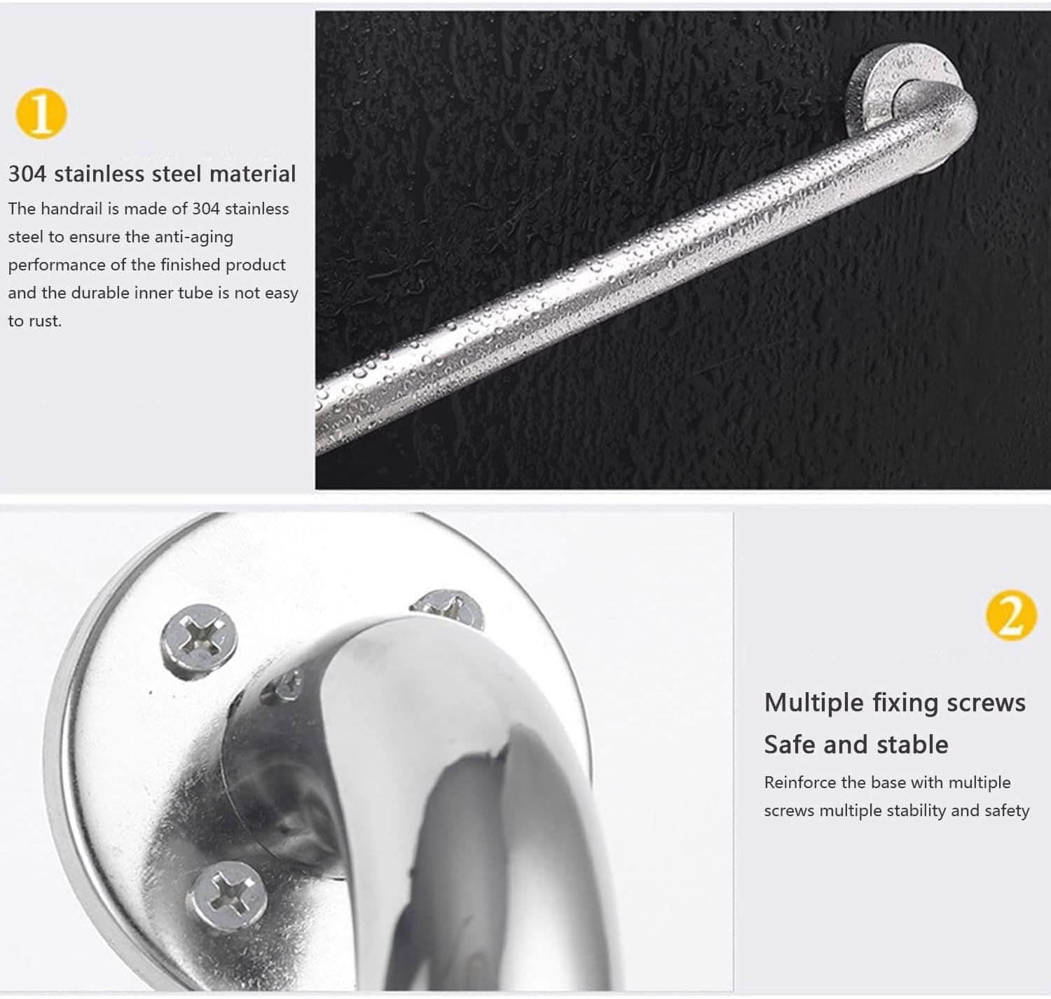 Barras de Apoyo para baño, Barra de Apoyo de Seguridad de Acero Inoxidable, Barra de Apoyo Antideslizante para baño montada en la Pared, Barra de Apoyo (Un Color - 40cm