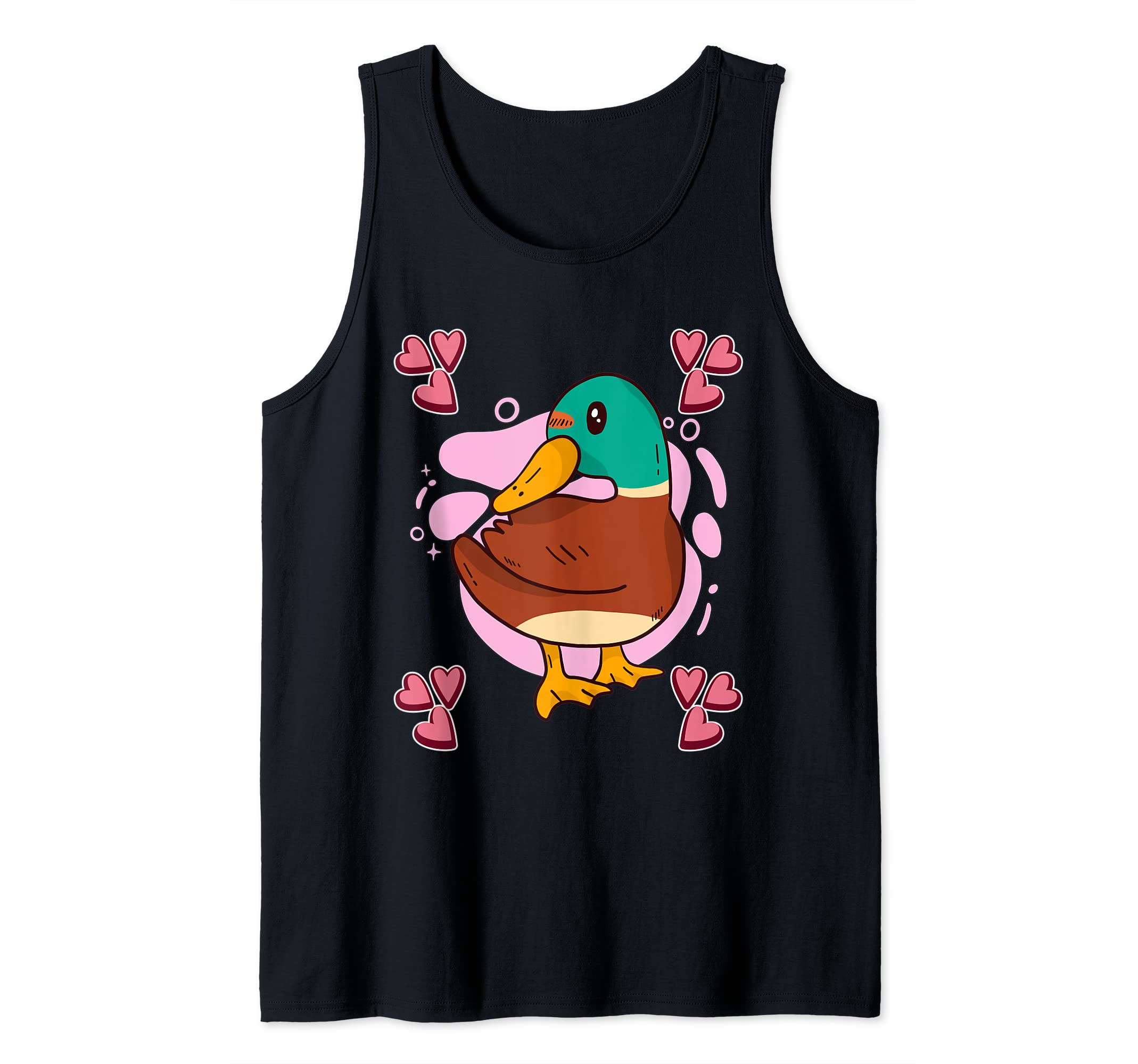 Womens Duck Art Drawing Hearts Girls Duck Tank Top