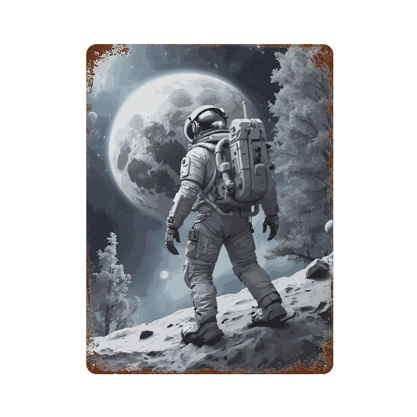 Hunting Ground Icy Rust Effect Tin Sign 15.7"x11.8", Novelty Wall Decor for Garage, Pub Or Kitchen
