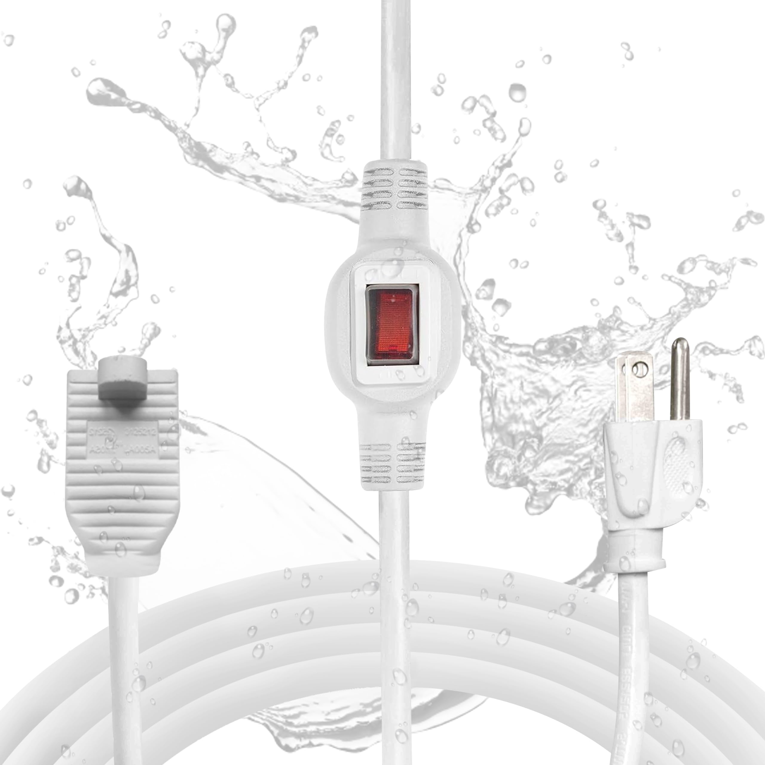 Photo 1 of Iron Forge Cable 15 ft White Outdoor Extension Cord with IP65 Waterproof Inline Switch On/Off, 16/3 SJTW 3 Prong Waterproof Switch - 10 AMP Cord - ETL Listed