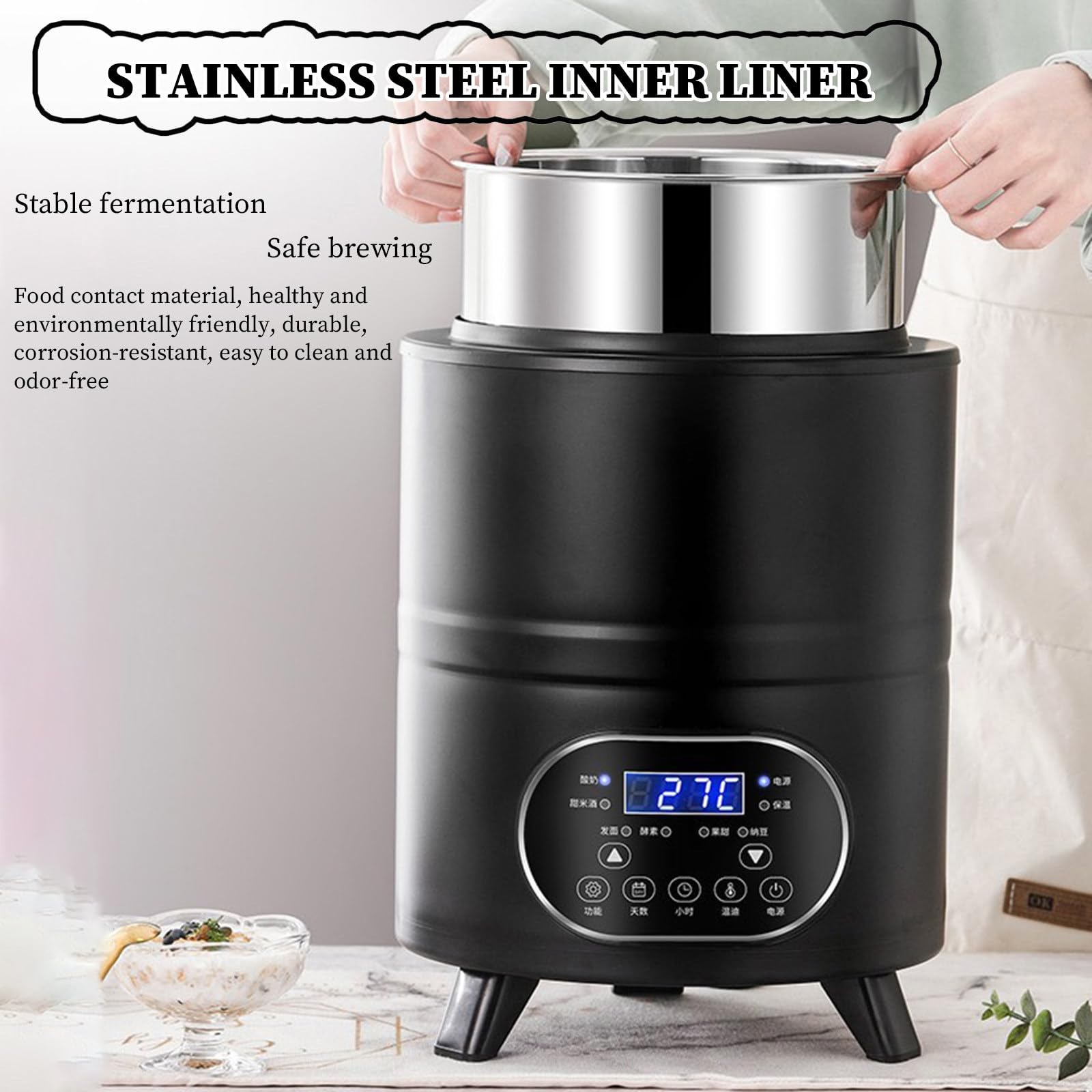 Yogurt Maker commerciale 12L con controllo del tempo e della temperatura, pannello touch, per yogurt, pasta madre, macedonia e altro