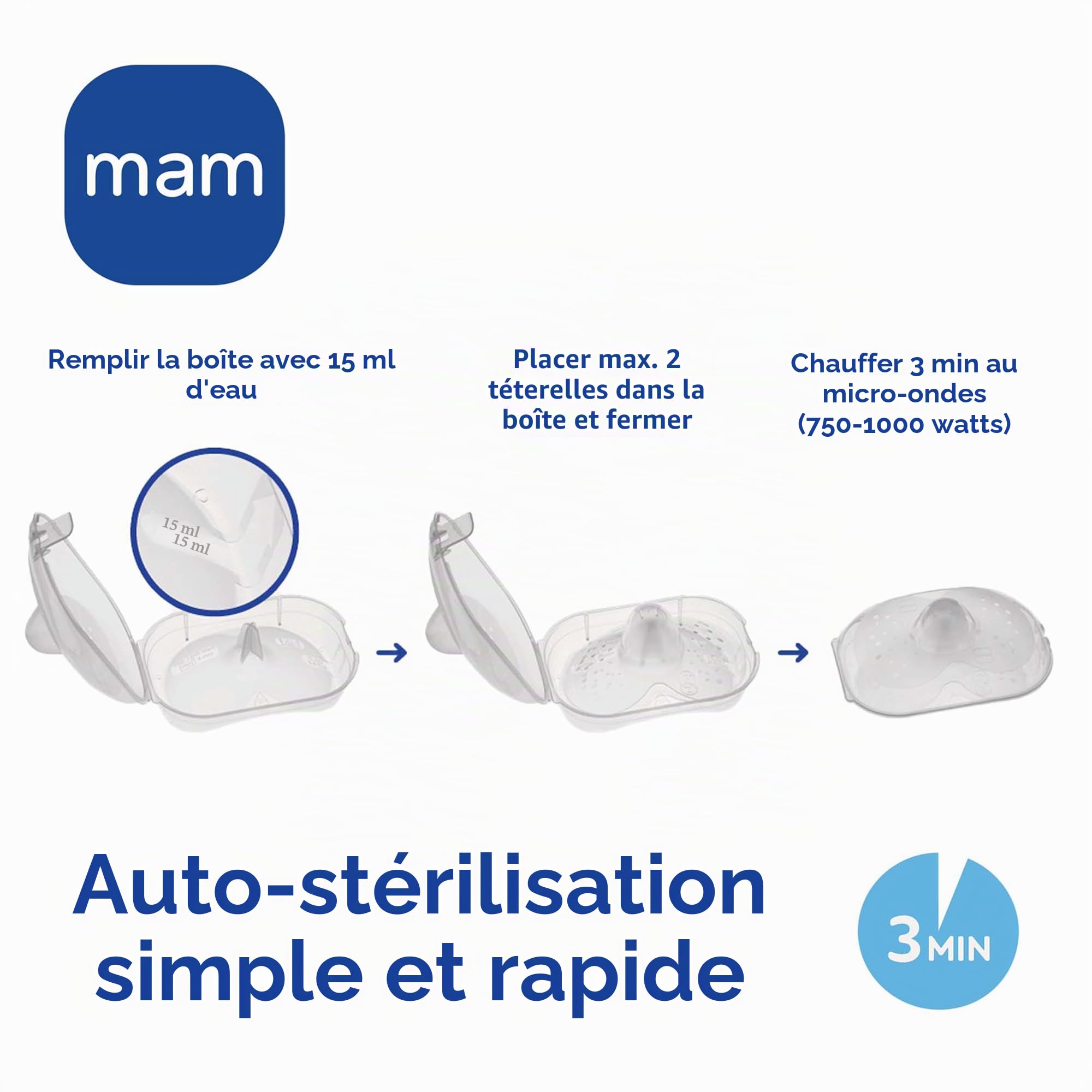 MAM Lot de 2 protège-tétons extra souples pour l'allaitement, taille M (Ø 20 mm), offrent un contact cutané maximal entre la mère et le bébé
