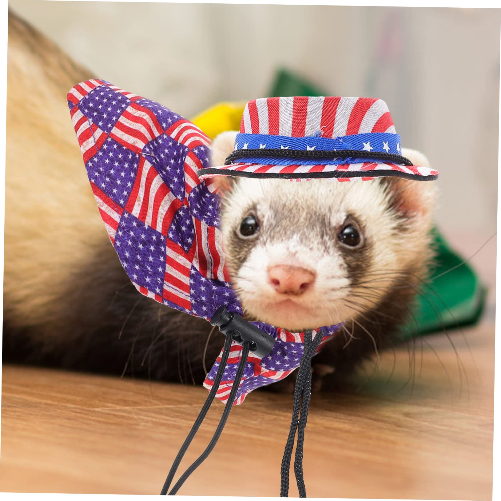 Angoily 5ensembles Chapeaux Et Cloak pour Hamster Costume Adorable avec Éléments du Jour De Indépendance pour Animaux De Compagnie