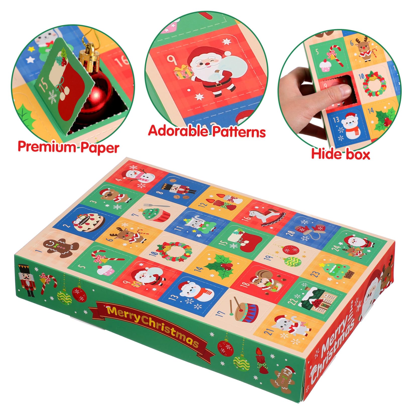 5pezzi Scatole Vuote di Carta per Calendario Avvento Natalizio Regalo per Conto alla Rovescia Scatole Fai da Te per Vacanze Custodia per Regali di Natale Bomboniere Natalizie