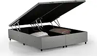 Box Baú Premium Linho Cinza Queen - SONO DESIGN
