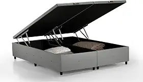 Box Baú Premium Linho Cinza Queen - SONO DESIGN