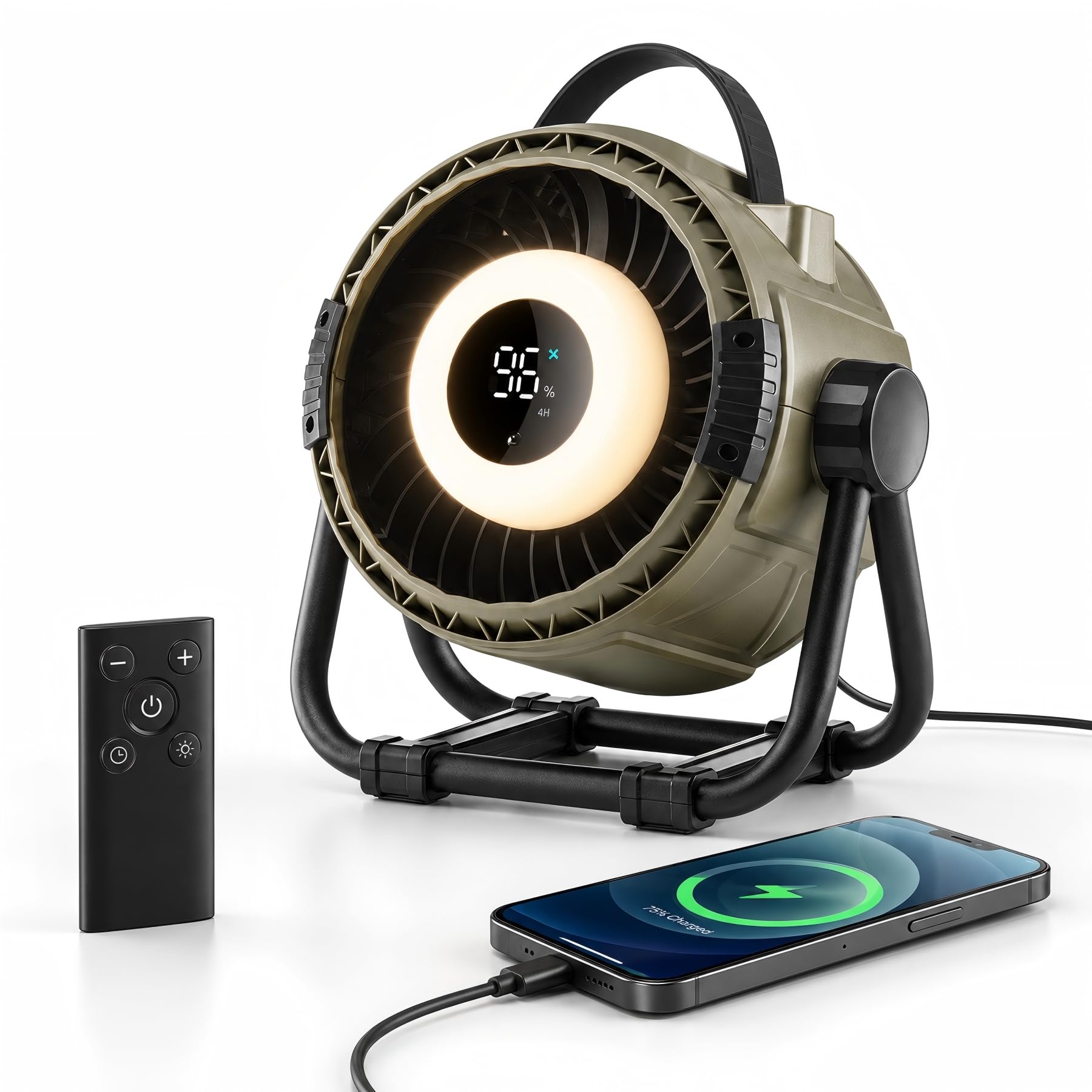 WHATOOK Camping Desk Fan: 20000mAh Rechargeable Long-Lasting with Remote