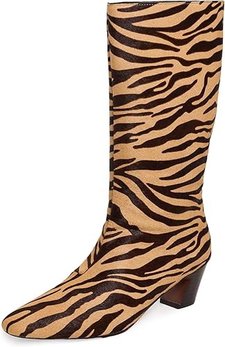 Loeffler Randall Women's Cleo Kicked Heel Calf Boots, Zebra, 9 Medium US
