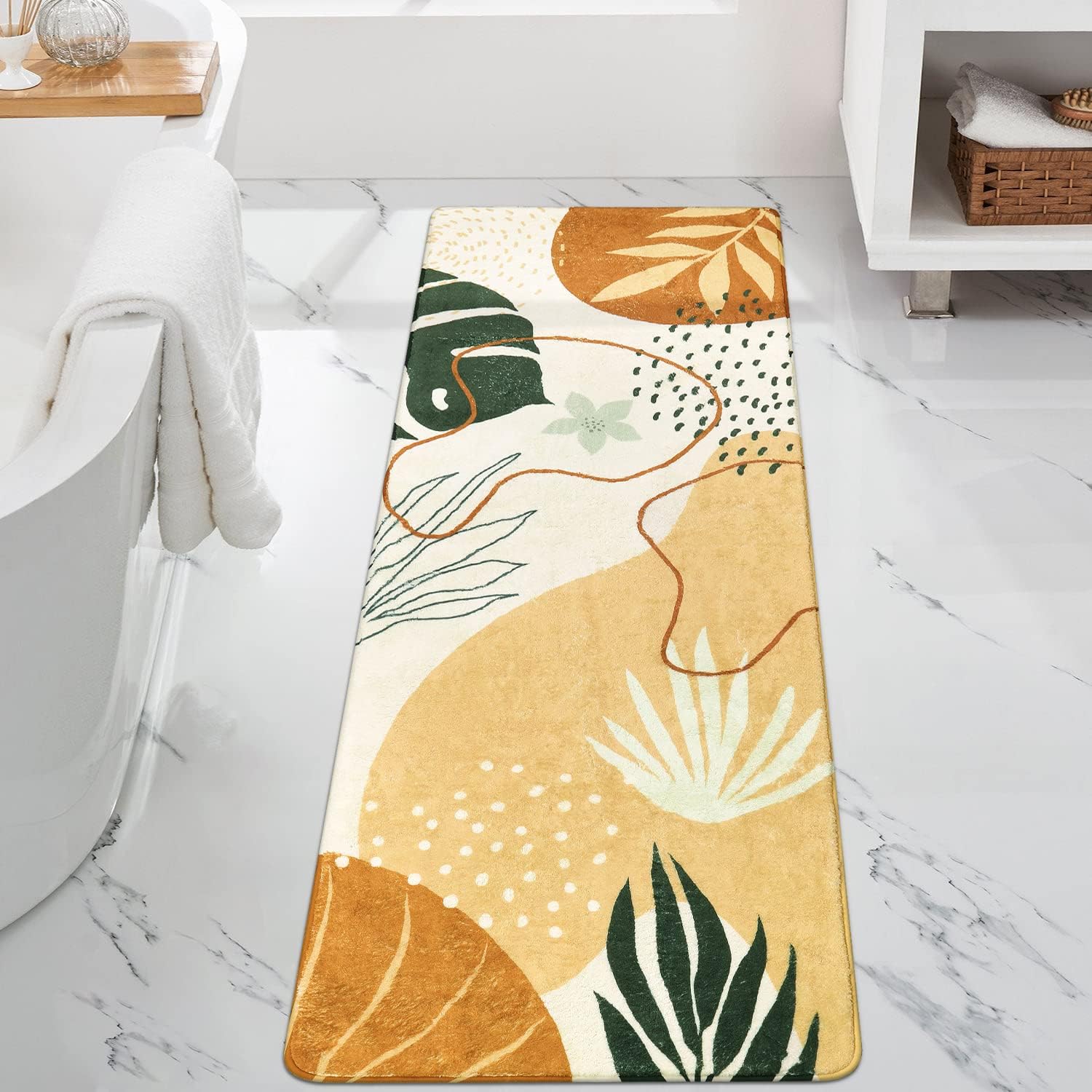 Amazon.com: Uphome Bathroom Runner Rug Modern Abstract Long Bath Mat ...