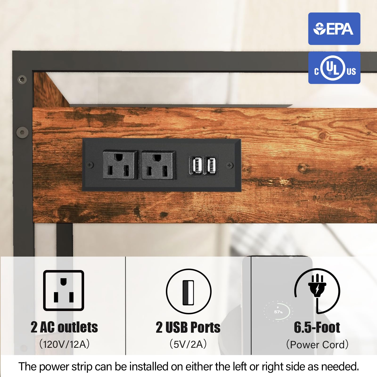 Livofloral 3 Tier Large Printer Stand with Wheels 25 2 x 18 9 Inch Printer Stand with Power — view 4