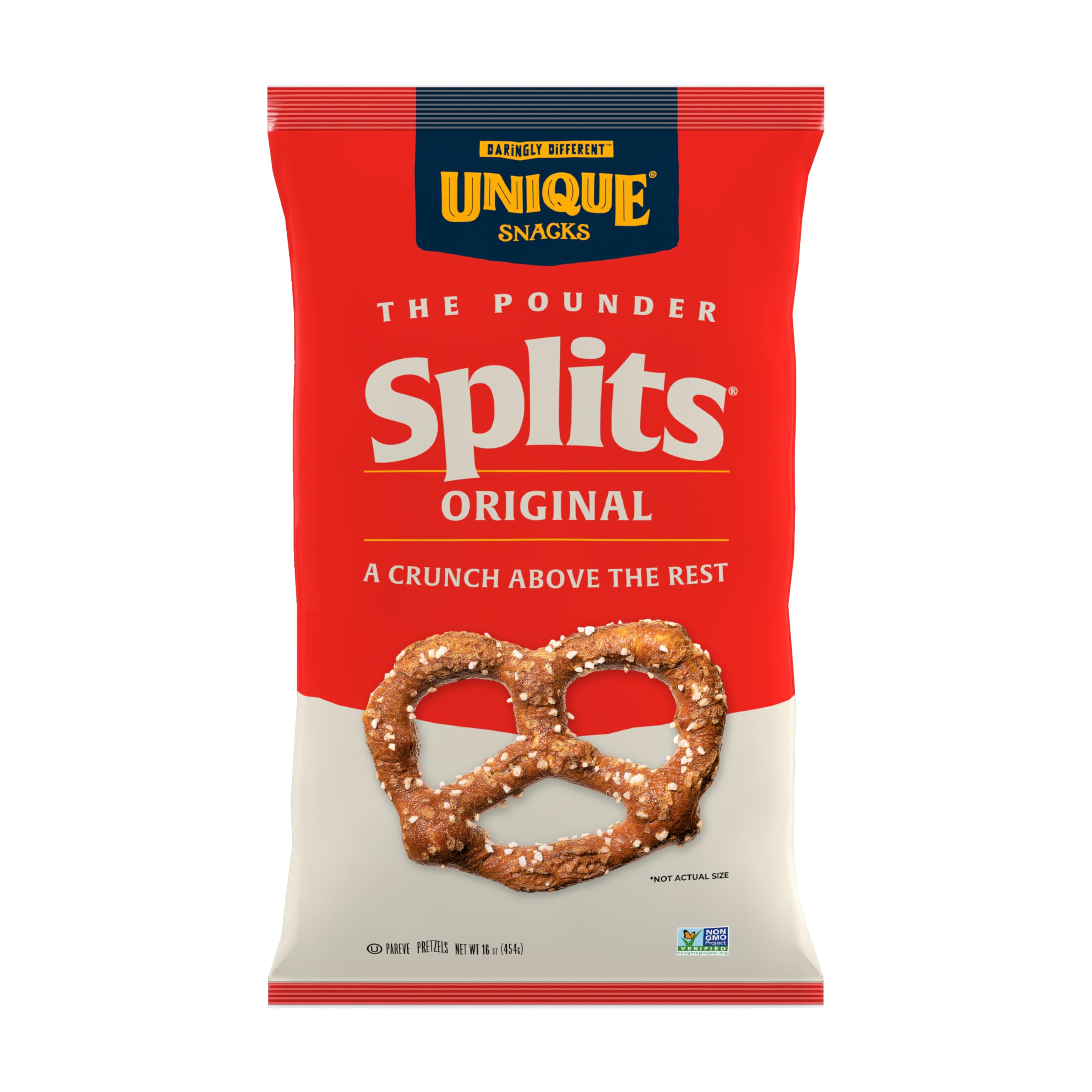 Unique Snacks Original Splits Pretzels, Delicious Homestyle Baked Snack Bag, OU Kosher, and Non-GMO Food, No Artificial Flavor, 16 Oz. Bags, Pack of