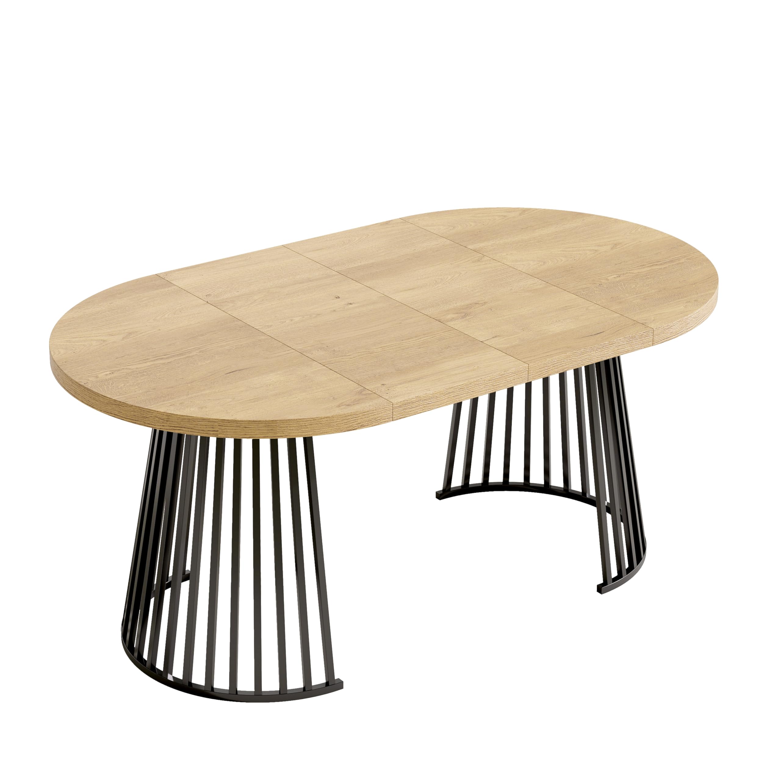 Wiuzo Tavolo da pranzo allungabile 100/138/176 x 100 cm, tavolo da pranzo rotondo per 4-8 persone, design telescopico a due pezzi, piano spesso (colore rovere + nero)