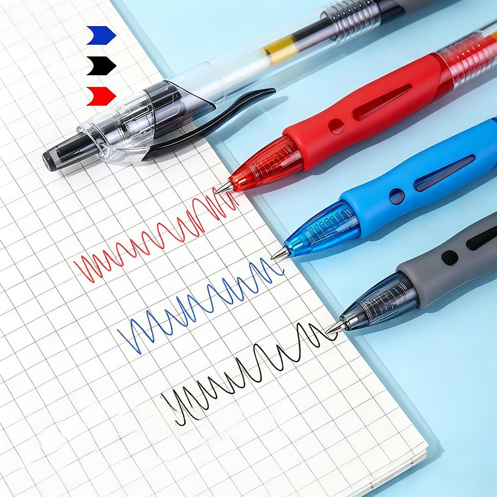 Lot de 10 stylos à encre gel, stylo à encre de 0,5 mm, stylo à encre à séchage rapide, rouge