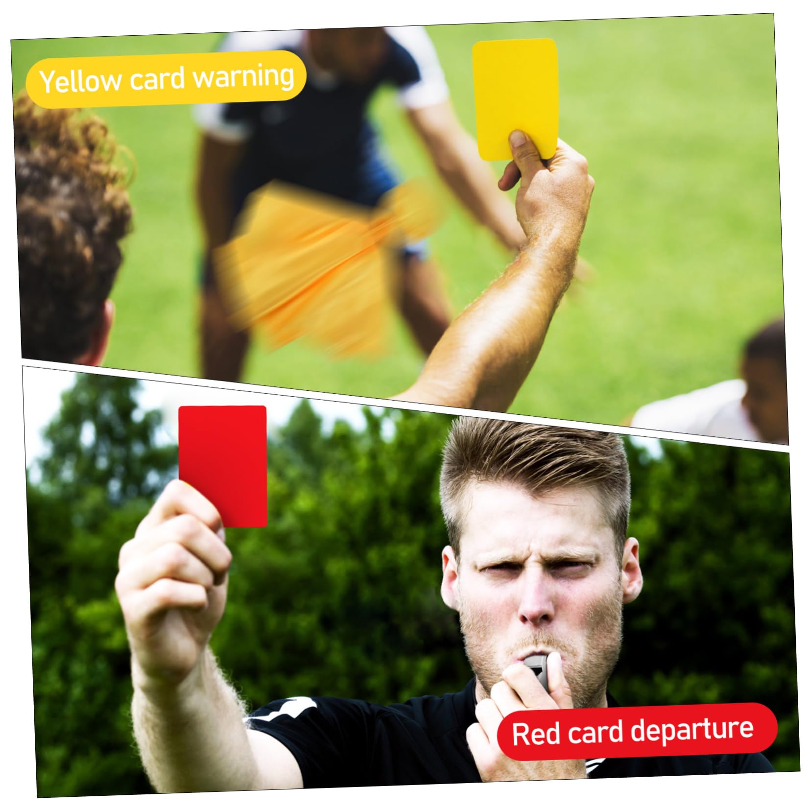 Hemobllo 3 Set Completo Cartellini e Bandiere per Arbitri Calcio Cartellini Rossi e Gialli Fischietti Professionali Strumenti Leggeri e Resistenti per Sportivi