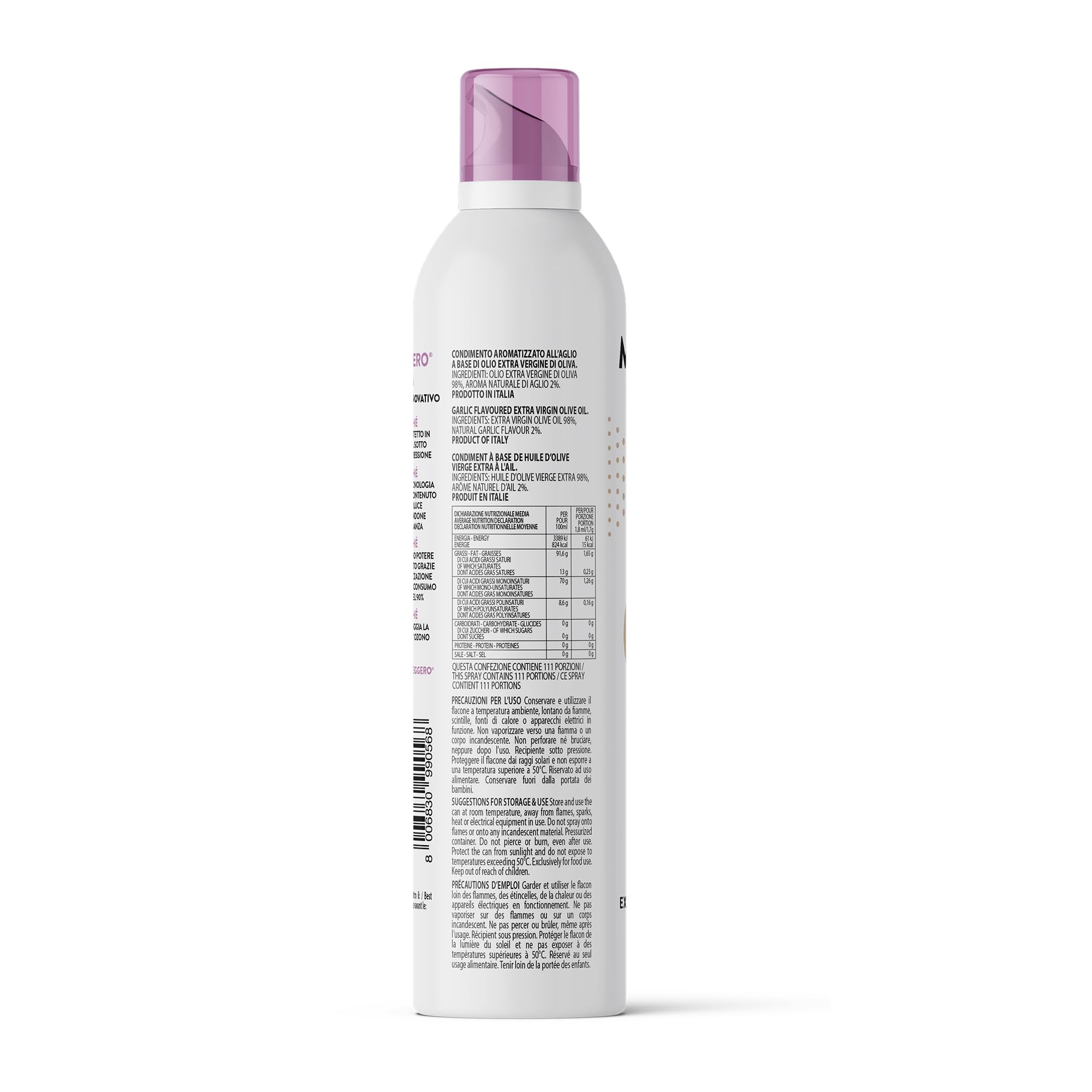 Aglio Spray in Olio Extra Vergine di Oliva 6x200ml - Olio Spray italiano – Sprayleggero – 100% Naturale,100% Leggero, 100% Facile - Con lo spray risparmi fino al 90% di prodotto