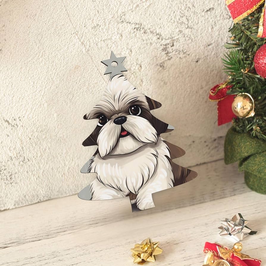 Amazon.co.jp: シーズー犬 クリスマス 木製オーナメント クリスマス