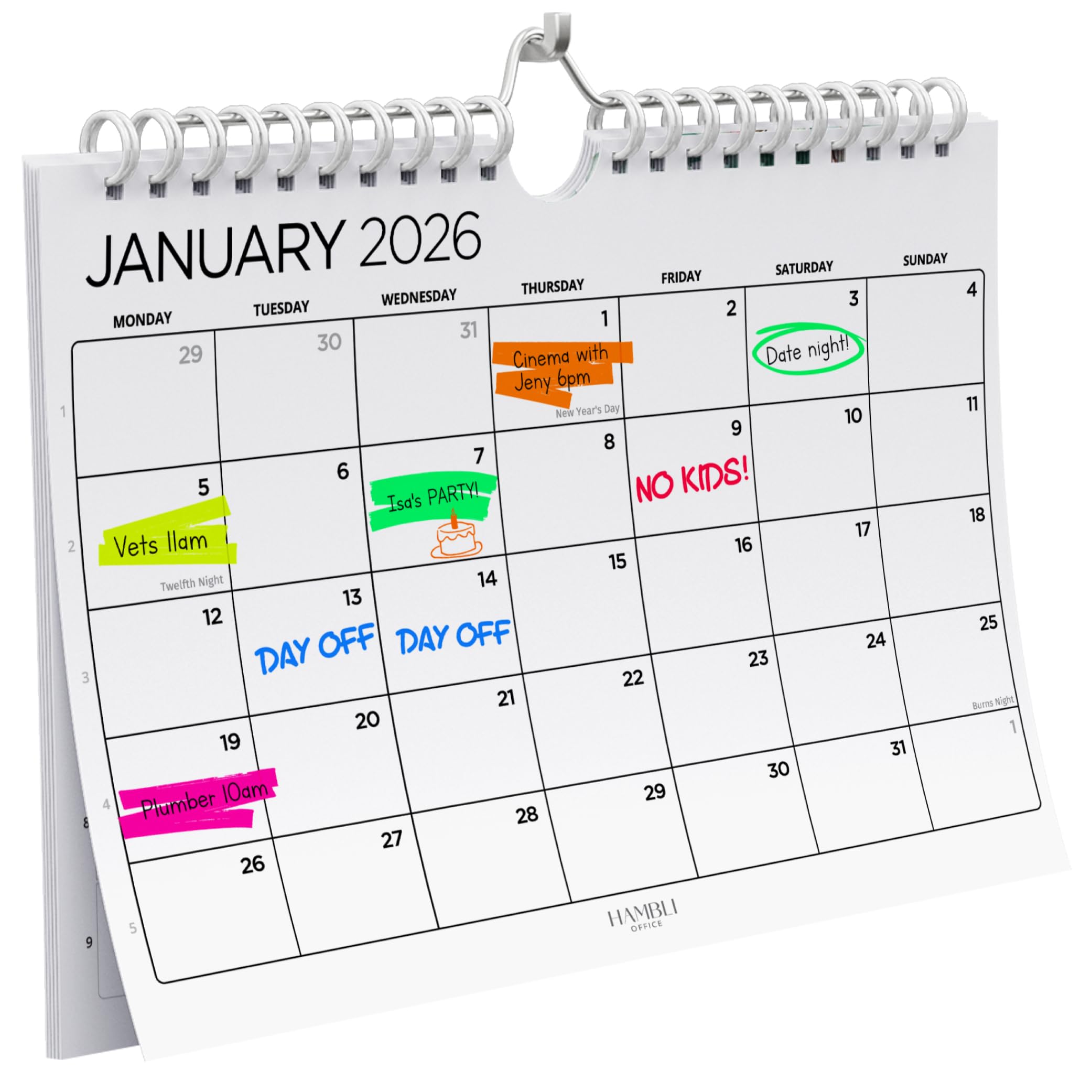 Wall Calendar 2026-12 Month Calendar 2026 - A4 Landscape Wall Planner 2026 - Full Year Desk Calendar - NOW to December 2026