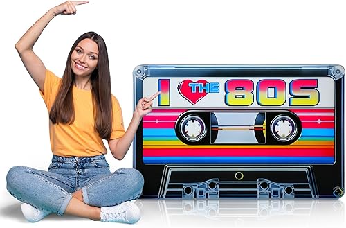 Miniatura 1 de Amyhill Cinta de casete de 4.6 pies de los 80 con corte de cartón, tamaño real, estilo retro de los años 80, década de 1980, decoración de fiestas