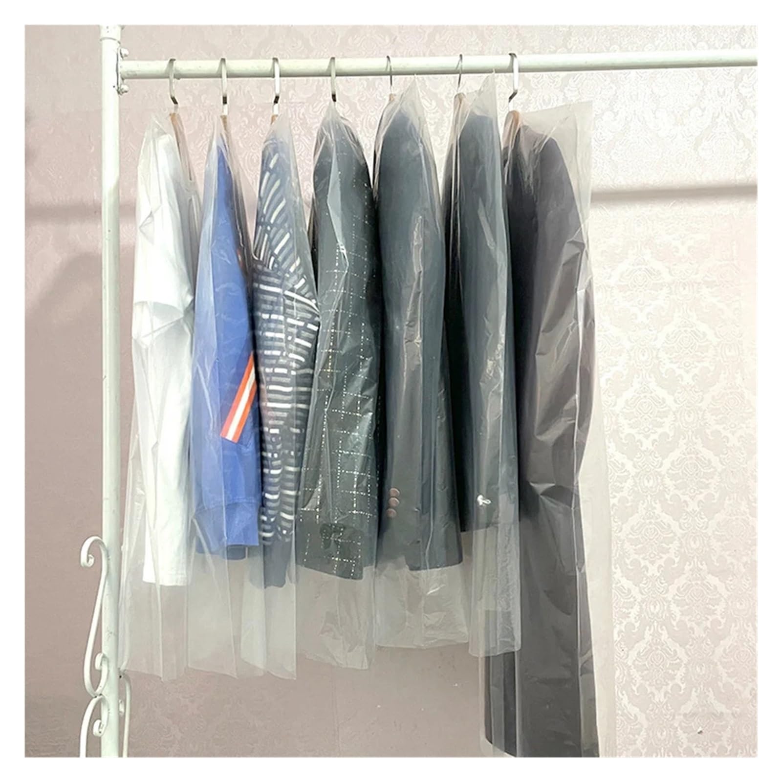 Garment Bag 10pcs proof Garment Protector Cover Bag Fully Enclosed Clothes with Zipper Bags Hanging sturdy Storage(1pc without zipper,60x120cm)