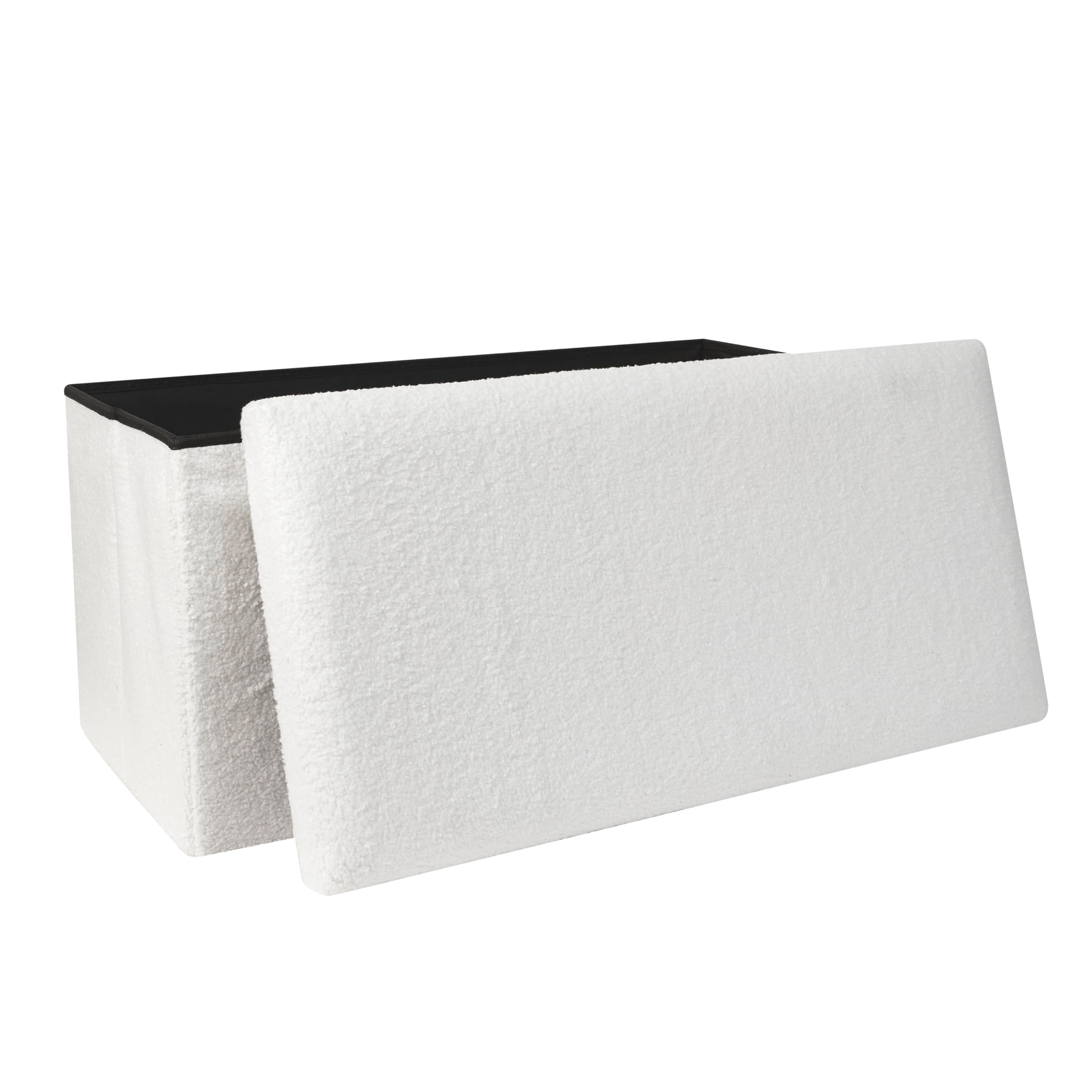 HOME DECO FACTORY Baule Panca Pieghevole in Bouclé Contenitore Bianco
