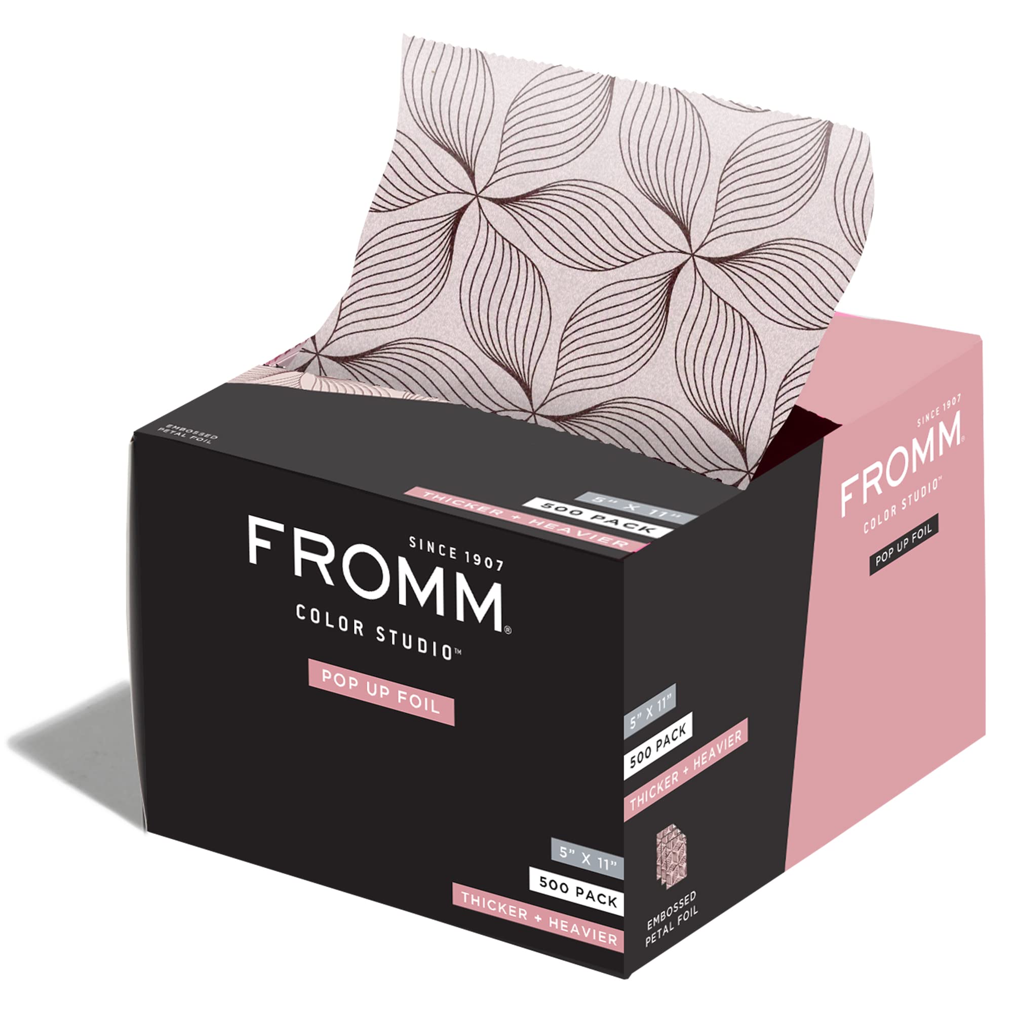 FrommPop Up Hair Foils, Pink Petals Pattern, Cosmetology Supplies, Hairstylist Essentials, Lightweight, Ideal for Highlighting and Coloring, Precut, 5" x 11", 500 Foil Sheets