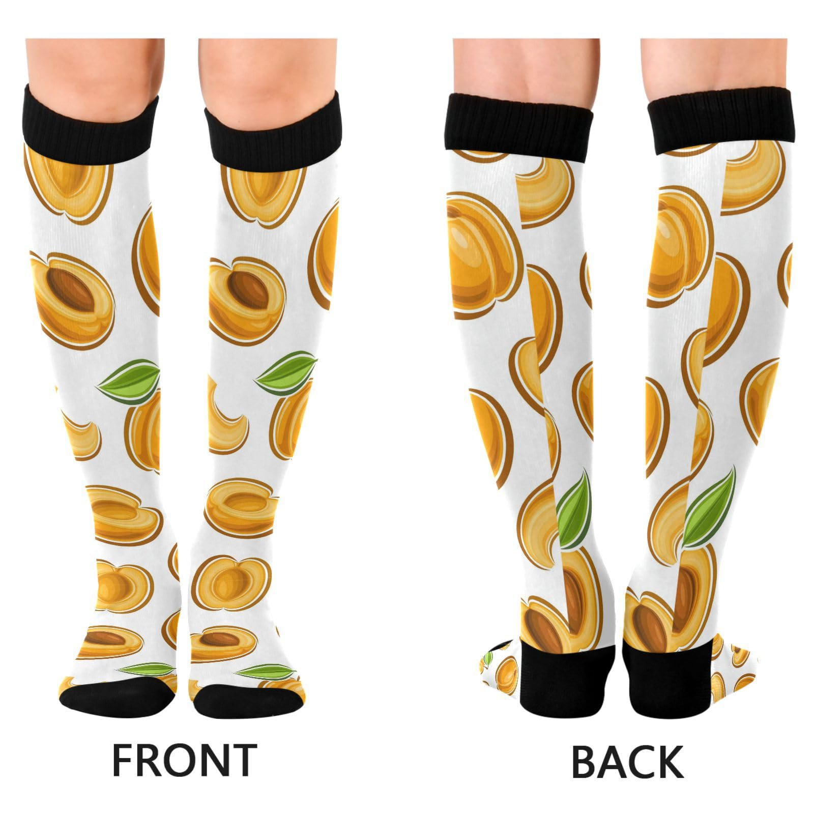 Dussdil Yellow Apricot Compression Socks for Women Men Christmas Circulation Long Knee Socks for Winter Warm Stockings Socks