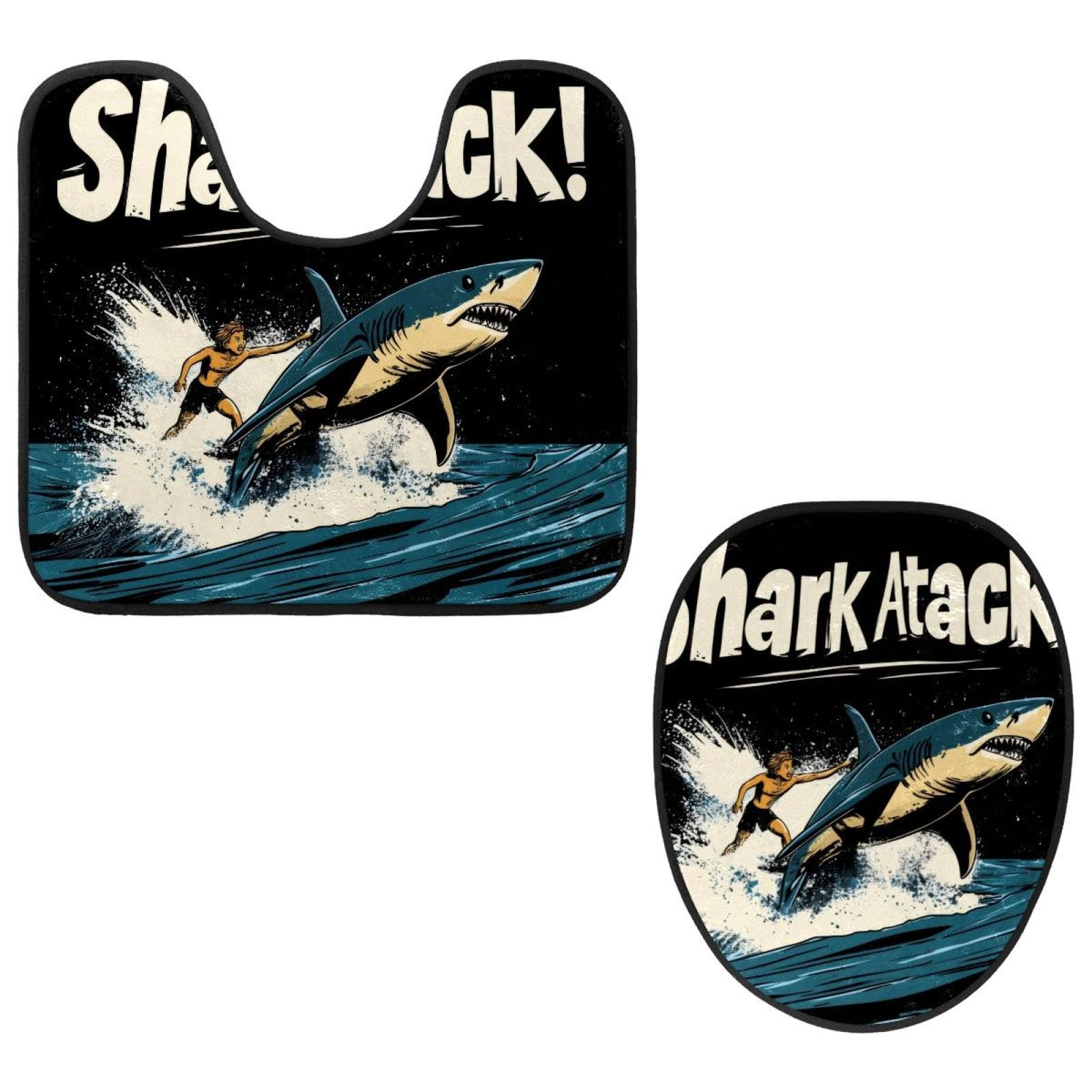 2 Pieces Flannel Toilet Contour Mat and Toilet Lid Cover, Soft Toilet Lid Cover Set Machine Washable Non Slip Contour Mat for Bathroom Decor Accessories