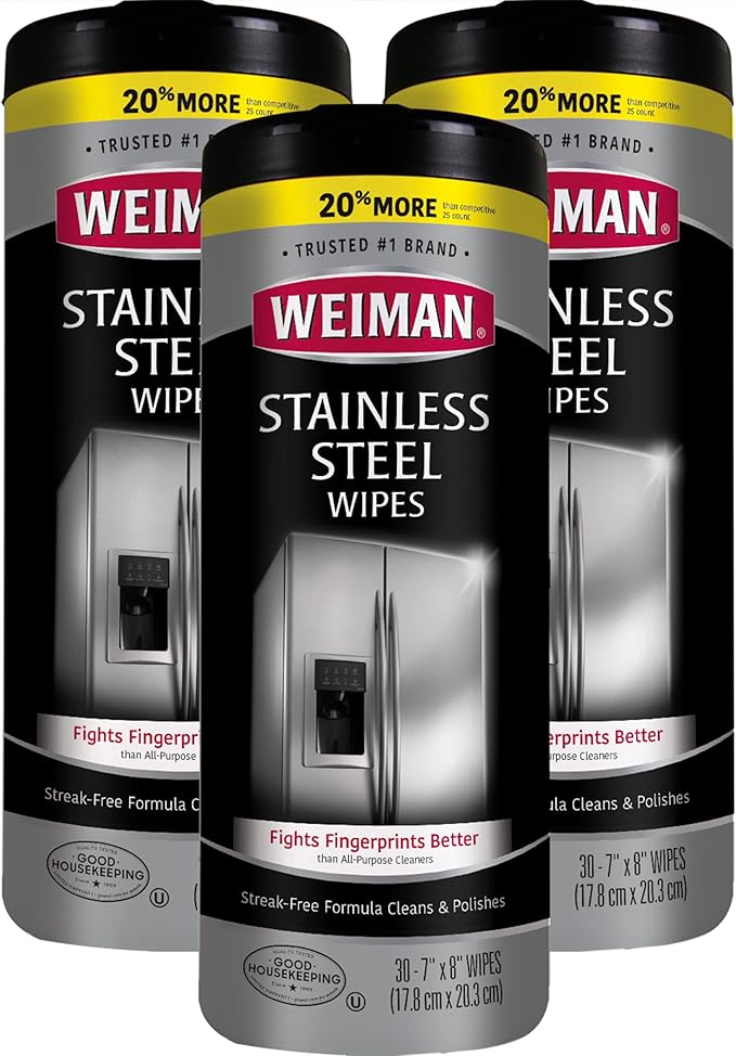 Weiman Stainless Steel Cleaner Wipes (3 Pack) Removes Fingerprints