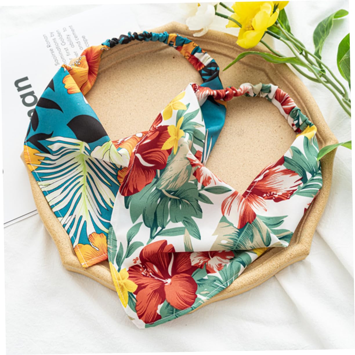 4 Set Di Bandane Per Da Donna Con Motivo Floreale Elastiche Alla Moda Per Donne 4 Pezzi*4