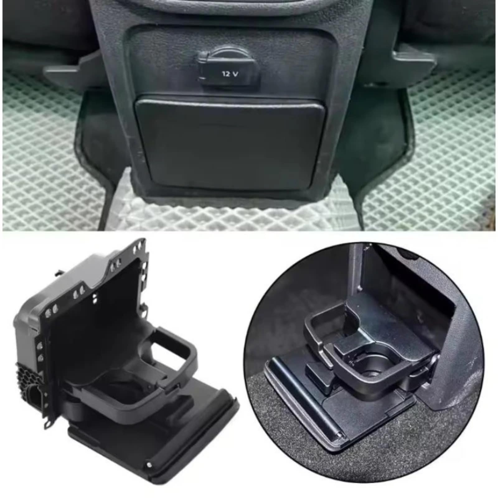 Centrale Consolle Portabevande Vassoio Portaoggetti Per Inserto Portabevande Per Bracciolo Posteriore Per Auto Con Organizer 7N0862533 Compatibile Con Per Sharan Syncro Per 4Motion 2011-2016