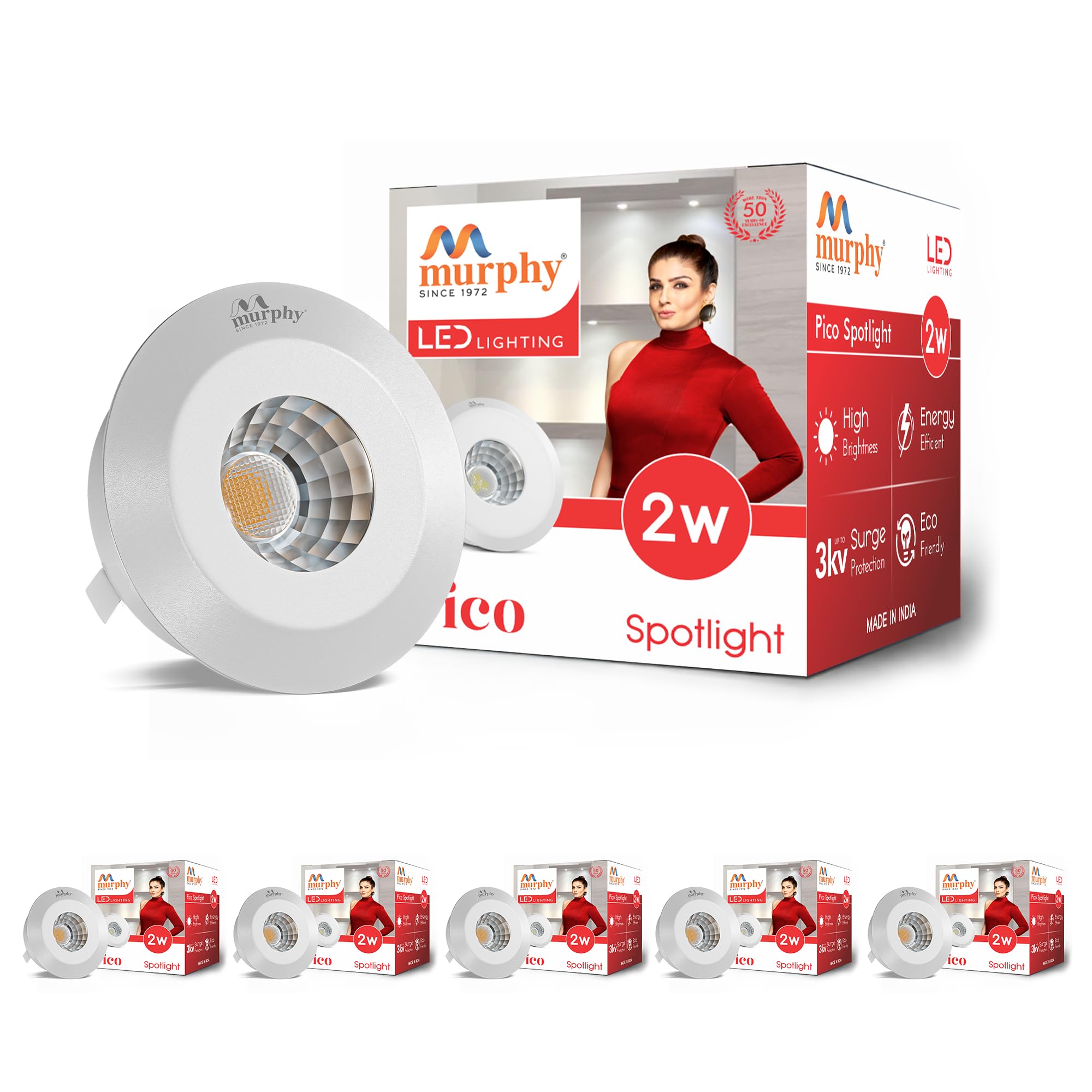Murphy LED Spotlights - Warm White, Pack of 2 -20