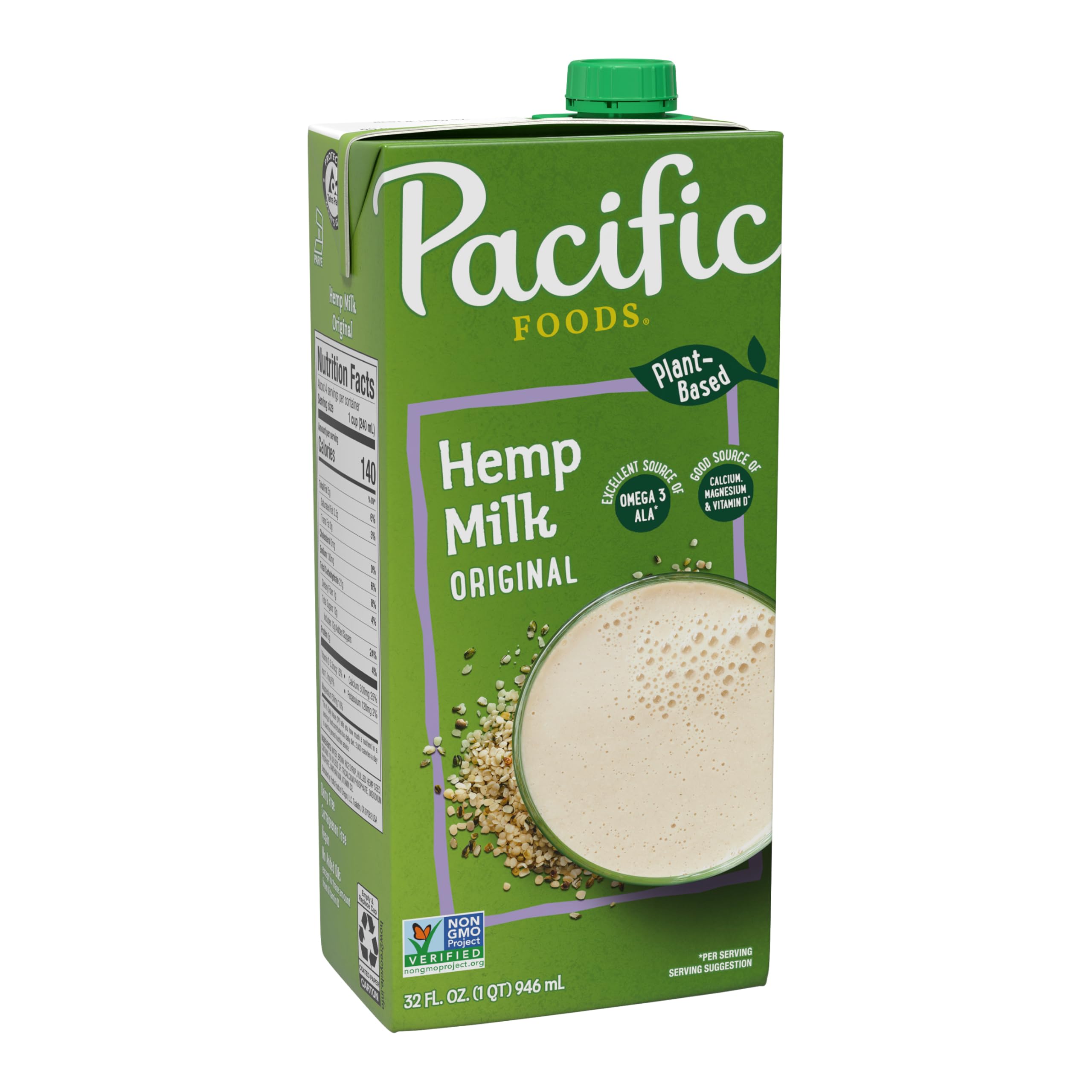 Original Hemp Milk, Plant Based Milk, 32 oz Carton