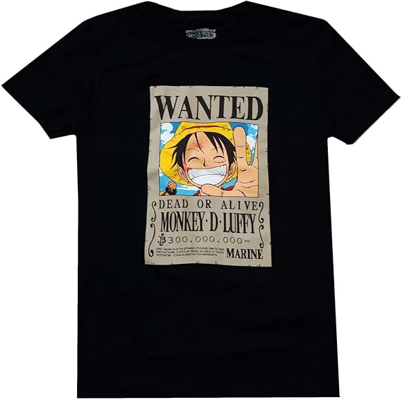 Amazon ワンピース メンズ モンキー D ルフィー ウォンテッドポスターtシャツ Us サイズ Large カラー ブラック Tシャツ カットソー 通販