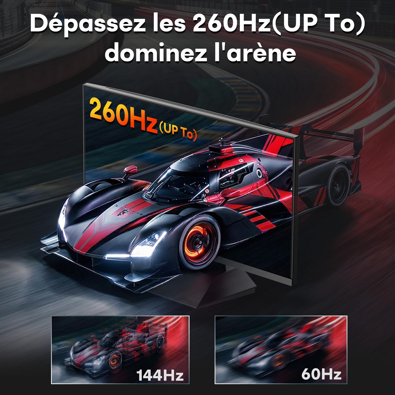 HKE G24H3D Écran PC Gamer 24 Pouces IPS FHD 240Hz Jusqu'à 260Hz HDR400 Ecran Gaming
