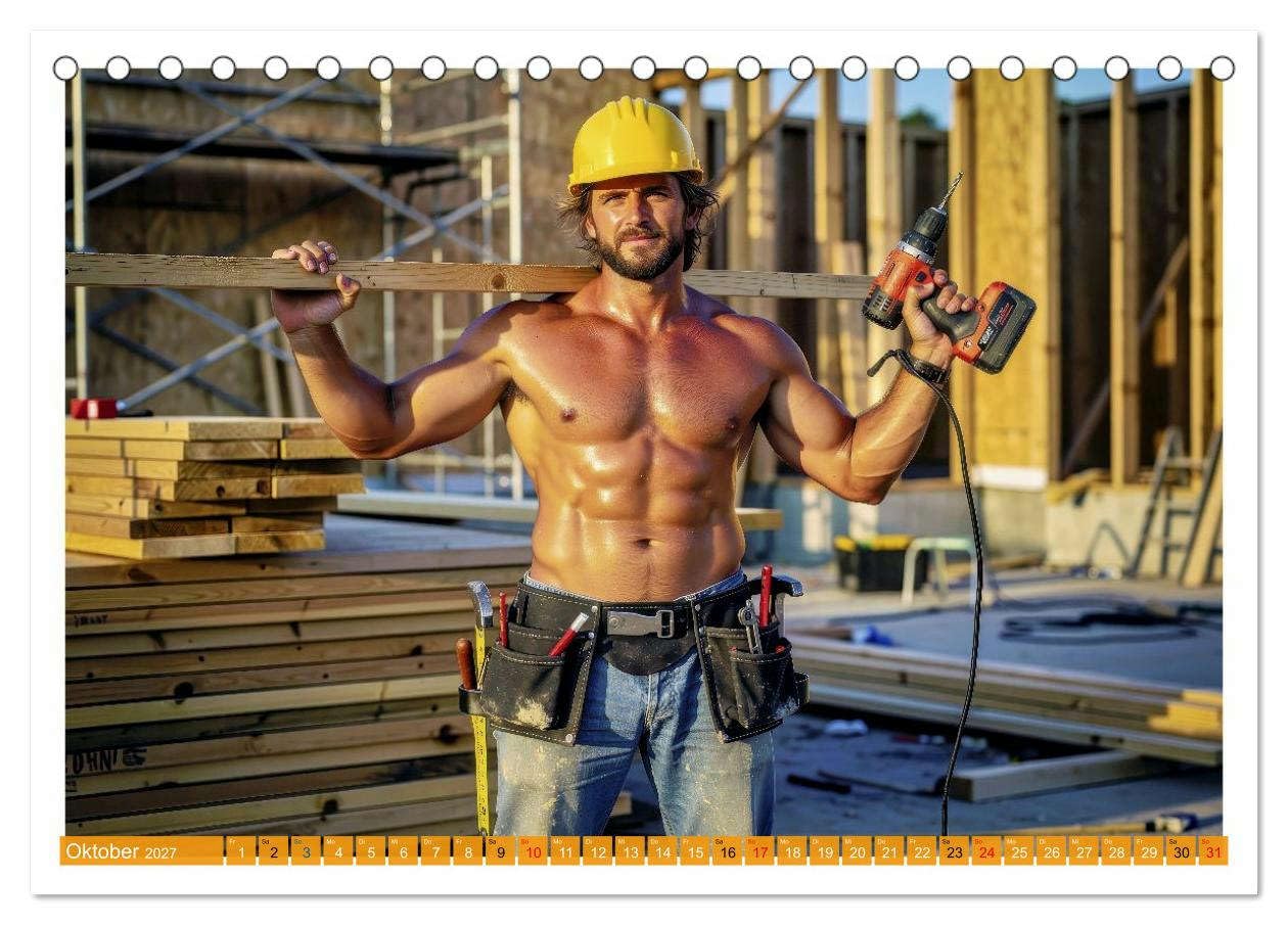 Sexy - Männer vom Bau (Tischkalender 2027 DIN A5 quer), CALVENDO Monatskalender: Schweiß, Stahl und Selbstbewusstsein treffen auf Humor und echte Persönlichkeit. (CALVENDO Erotik)