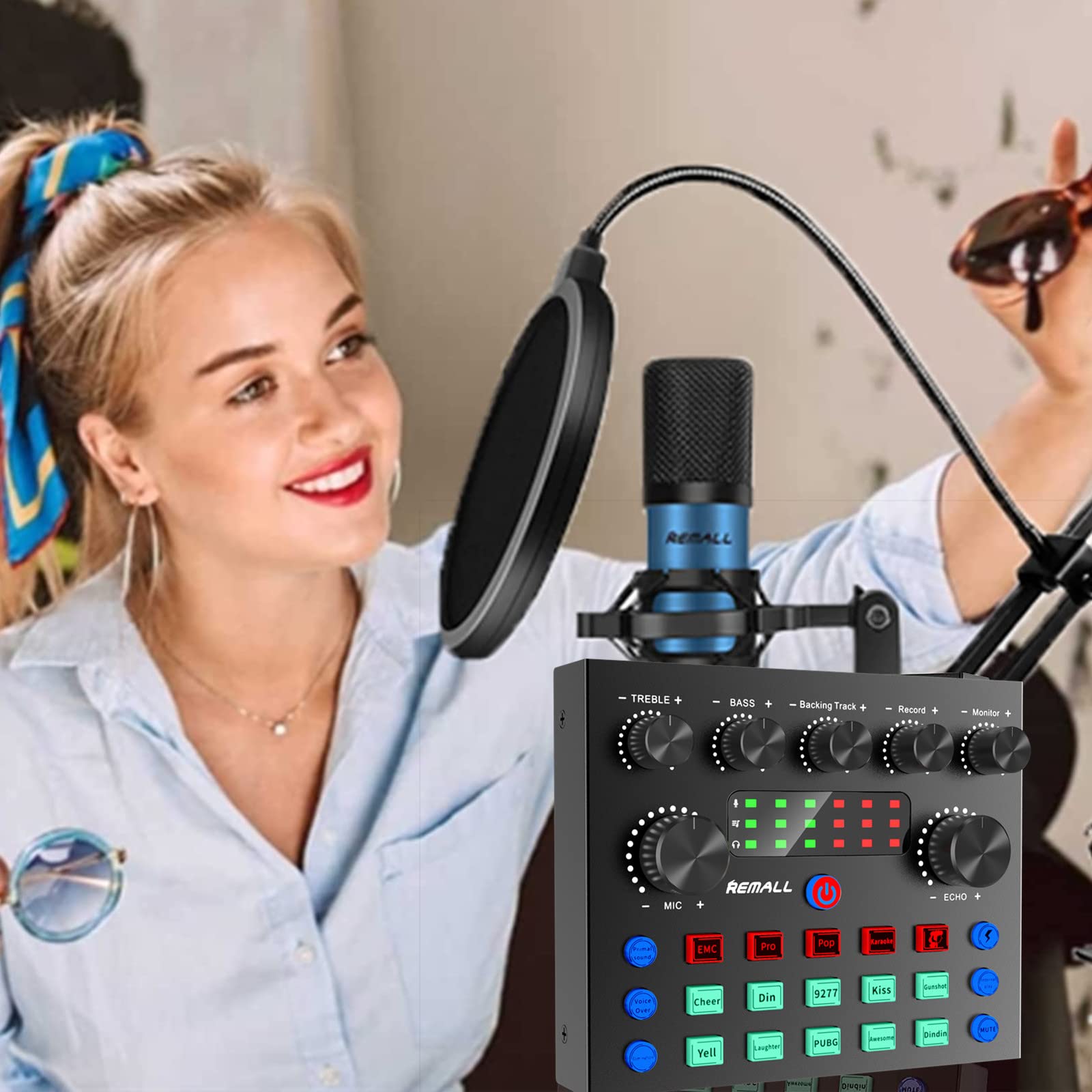 Buy Audio Interface DJ Mixer V8 Live Sound Card for Streaming, Remall