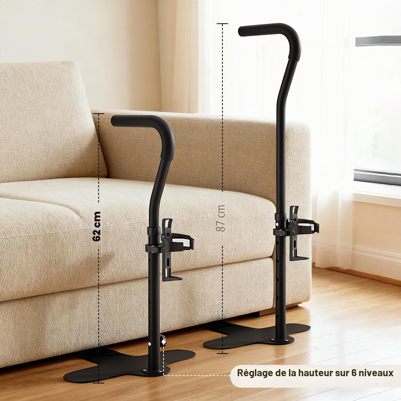 LIROPAU Canapé d'aide au relèvement, pour personnes âgées, avec porte-gobelet, 6 niveaux réglables en hauteur, aide à la mobilité pour les personnes âgées, pour les personnes âgées