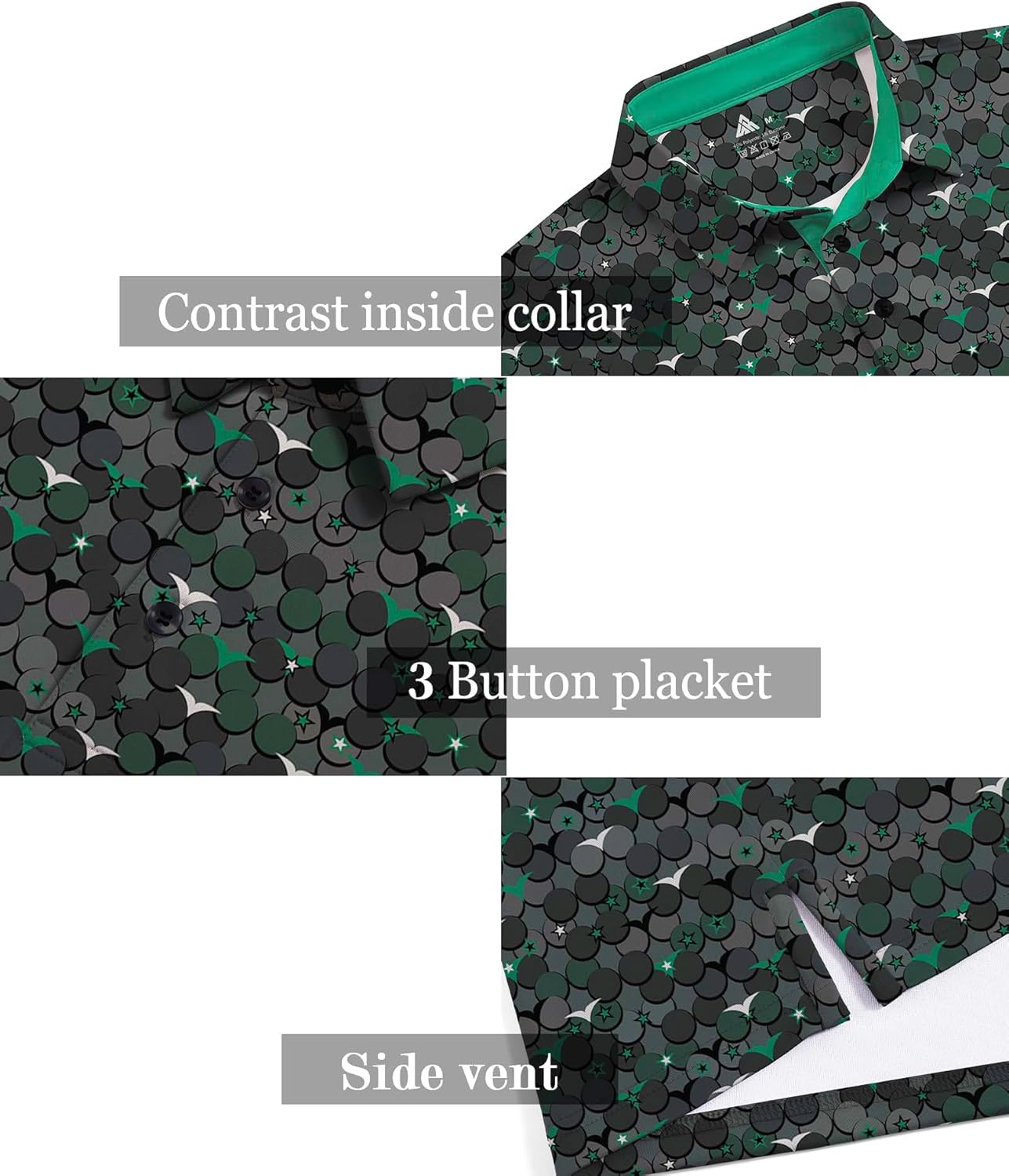 ZITY Men's Golf Shirts Short Sleeve Moisture Wicking Performance Print Patterns Casual Collared Golf Polo Shirt for Men - Image 4