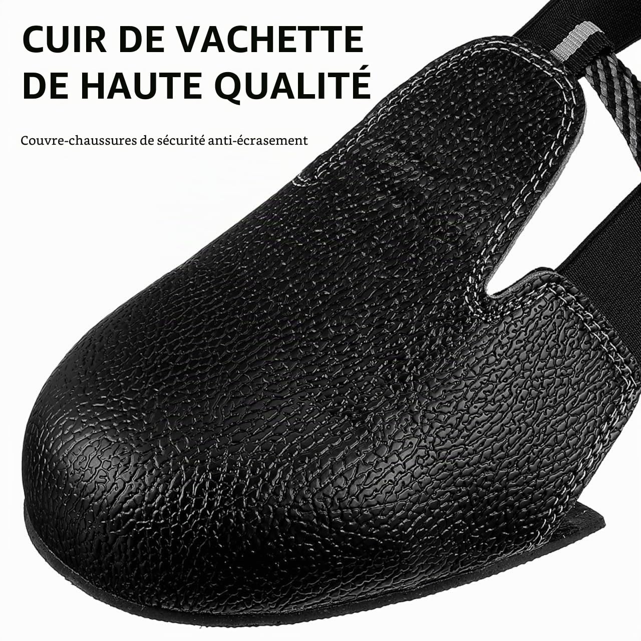 DOITOOL Surchaussures de Sécurité en Cuir - Couvre-Chaussures Coque avec Embout Acier Anti-Écrasement - Protection Pied Antidérapante 36-46 pour Visiteur Chantier, Industrie et Atelier
