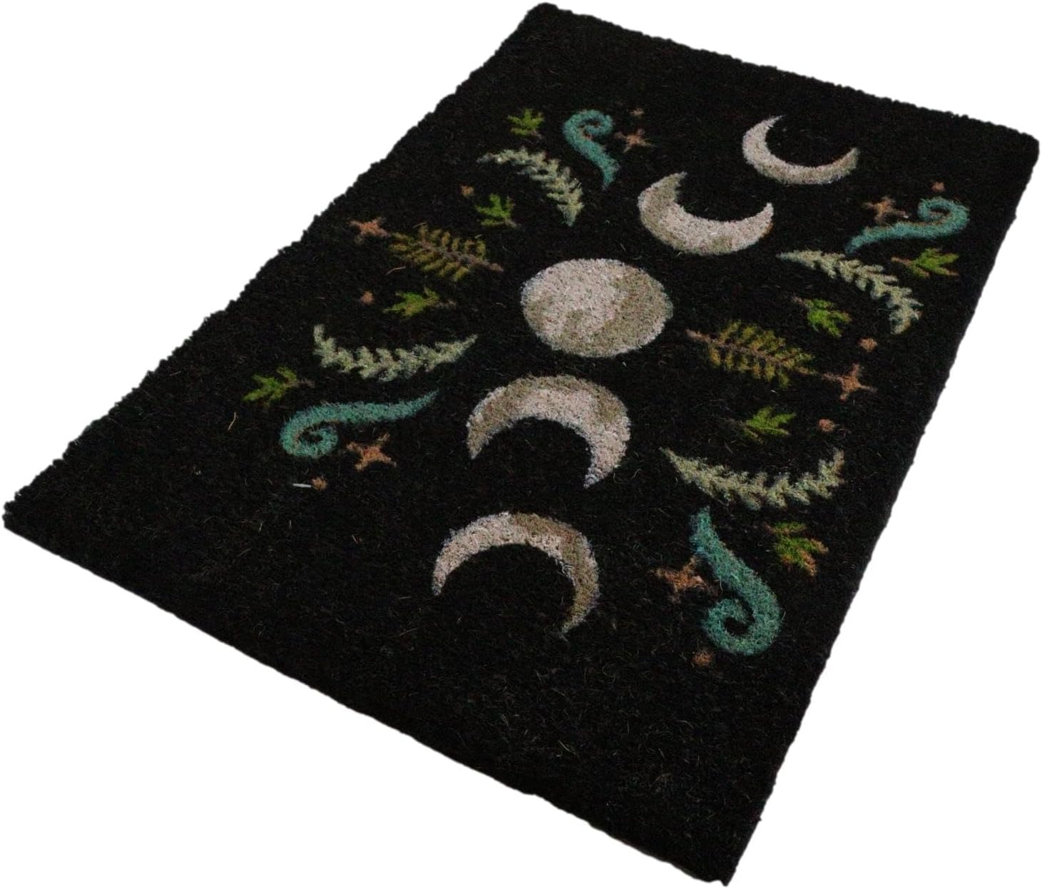 Ebros Gift Metaphysical Magic Wicca Occult Witcraft Halloween Themed Coir Coconut Fiber Vinyl Backing Floor Mat Doormat 24" By 16" Indoor Outdoor Home Accent (Dark Forest Moon Phase)